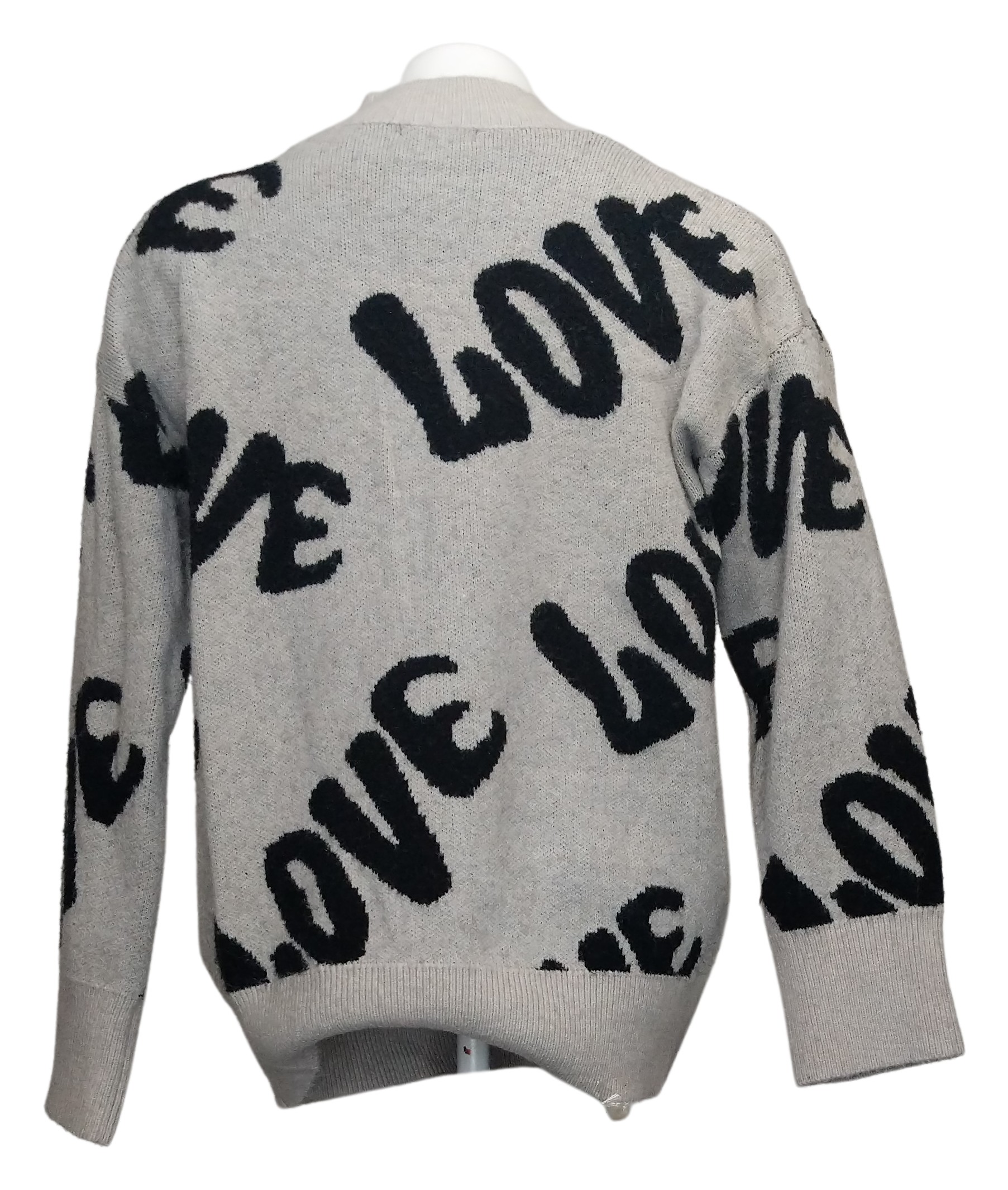 Paper Moon Women's Top Sz M Off White Love Mock Neck Sweater Black