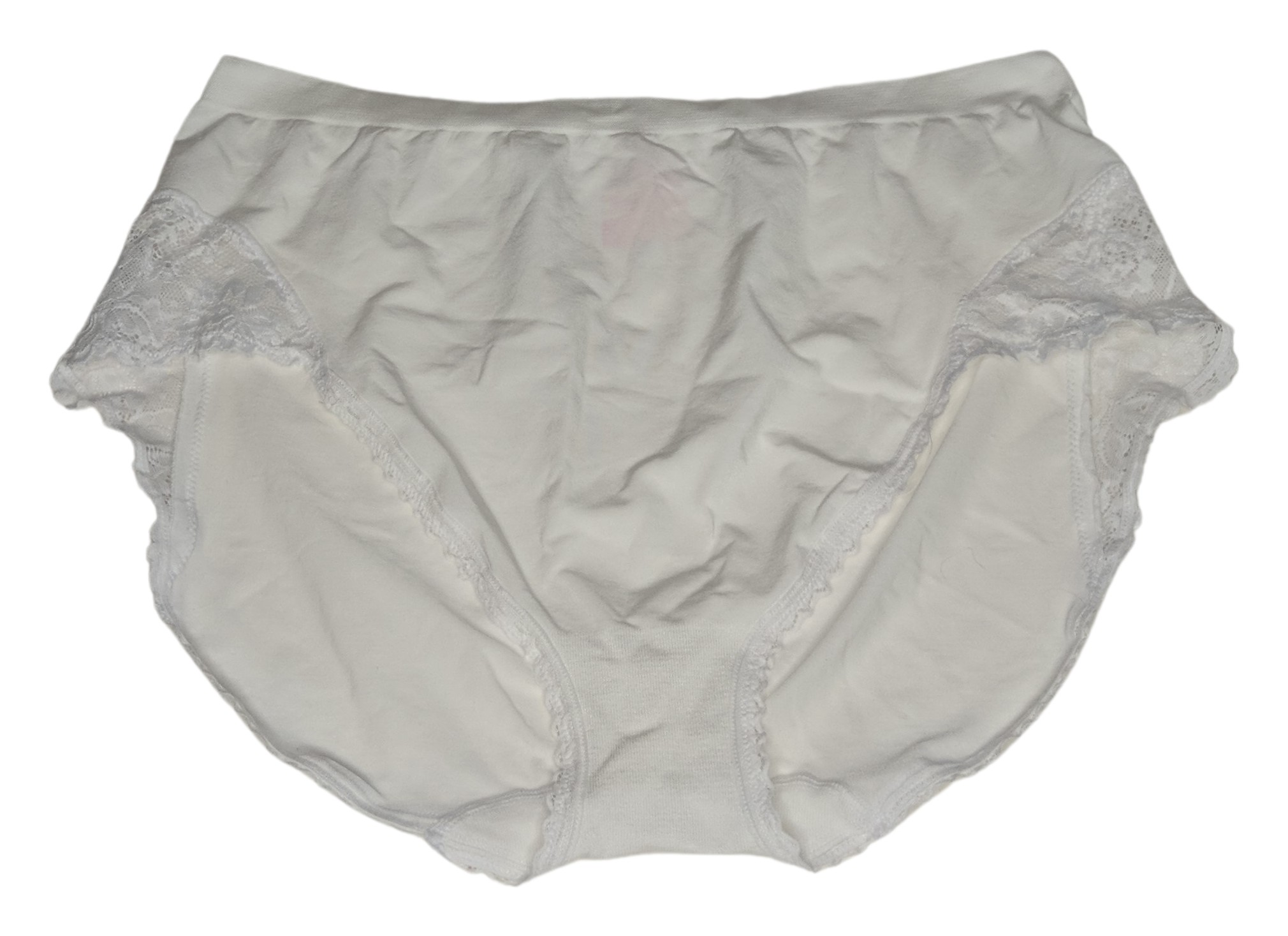 Breezies Plus Sz Panties 3X Lace Trim Seamless Full Brief White A463921