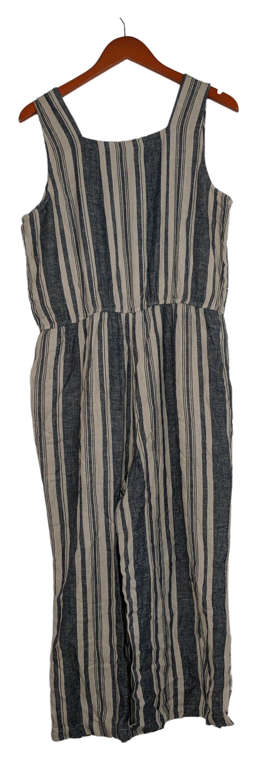 J Jason Wu Petite Striped Linen Button Front Jumpsuit Women's Jumpsuits Beige