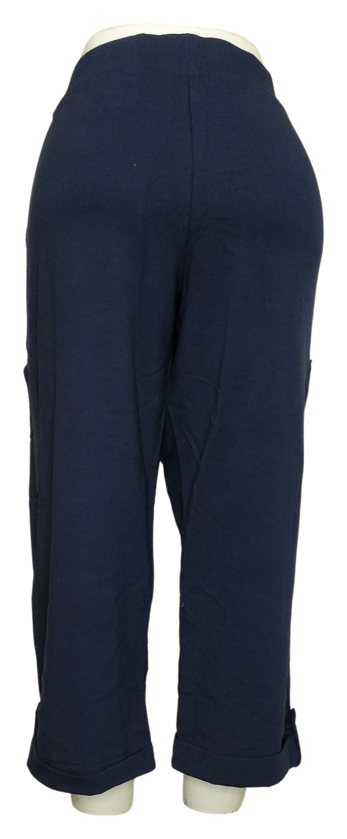 Sport Savvy French Terry Cargo Pocket Pull On Crop Pant Women's Pants Sz M Blue