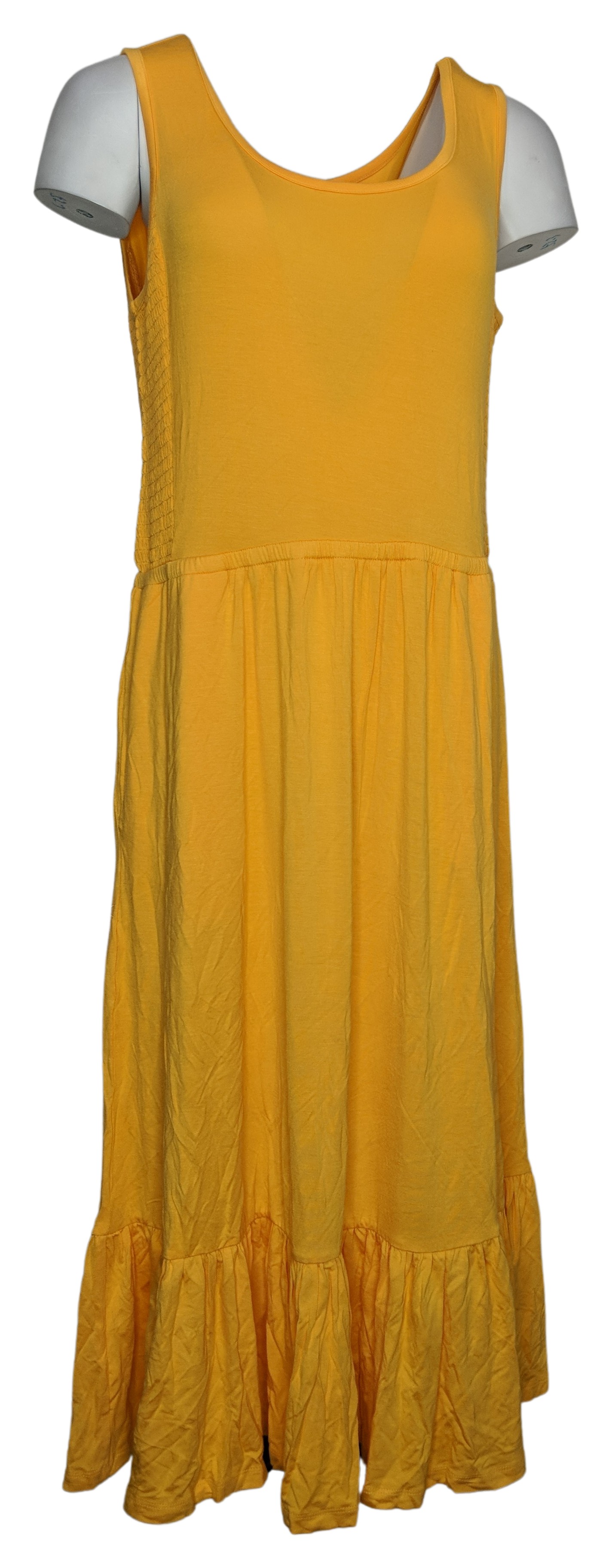 J Jason Wu Solid or Tie Dye Knit Ruffle Midi Dress Women's Sz M Yellow