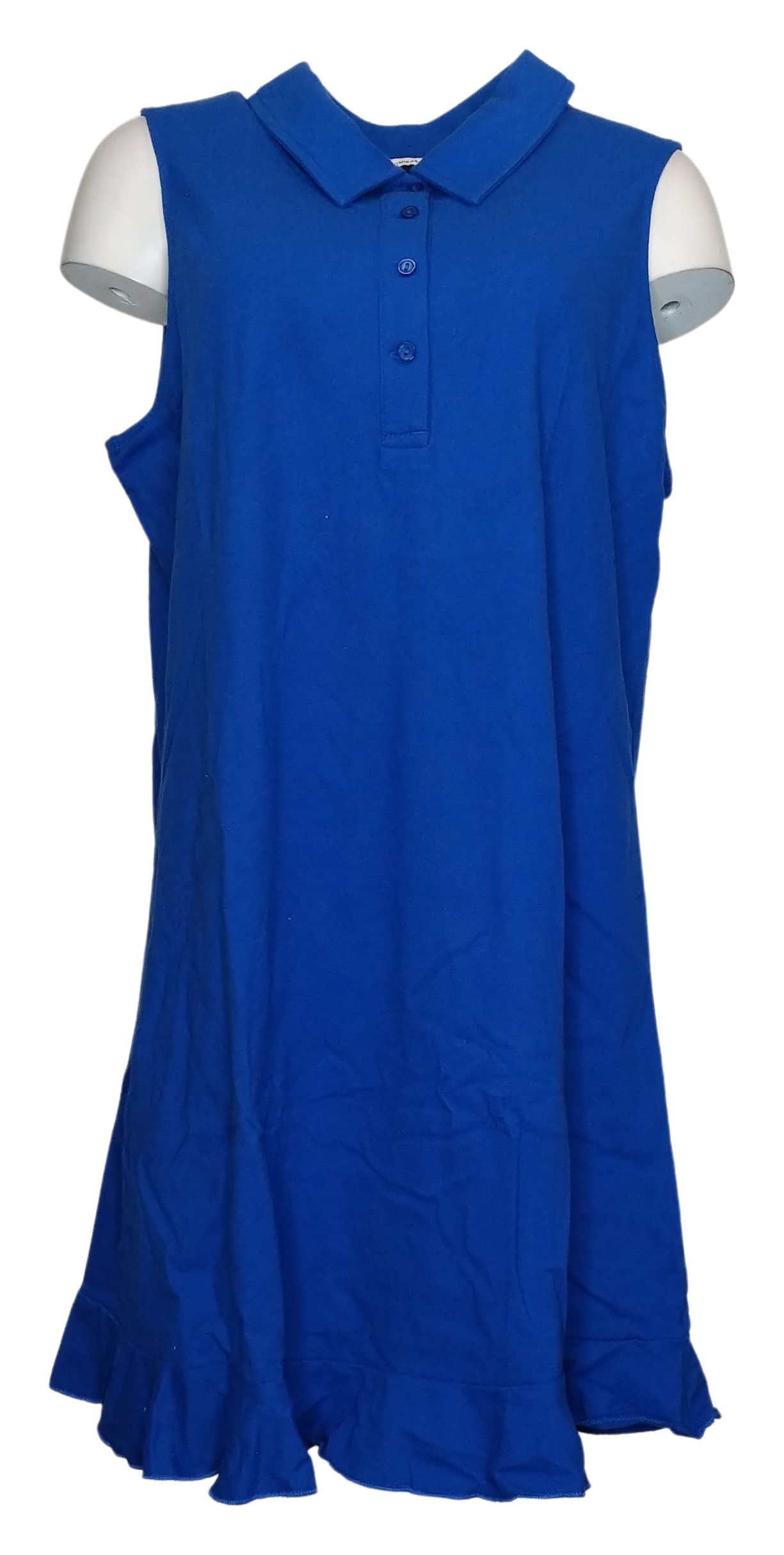 Isaac Mizrahi Live! Petite Sleeveless Polo Dress Ruffle Hem Women's PXS Blue