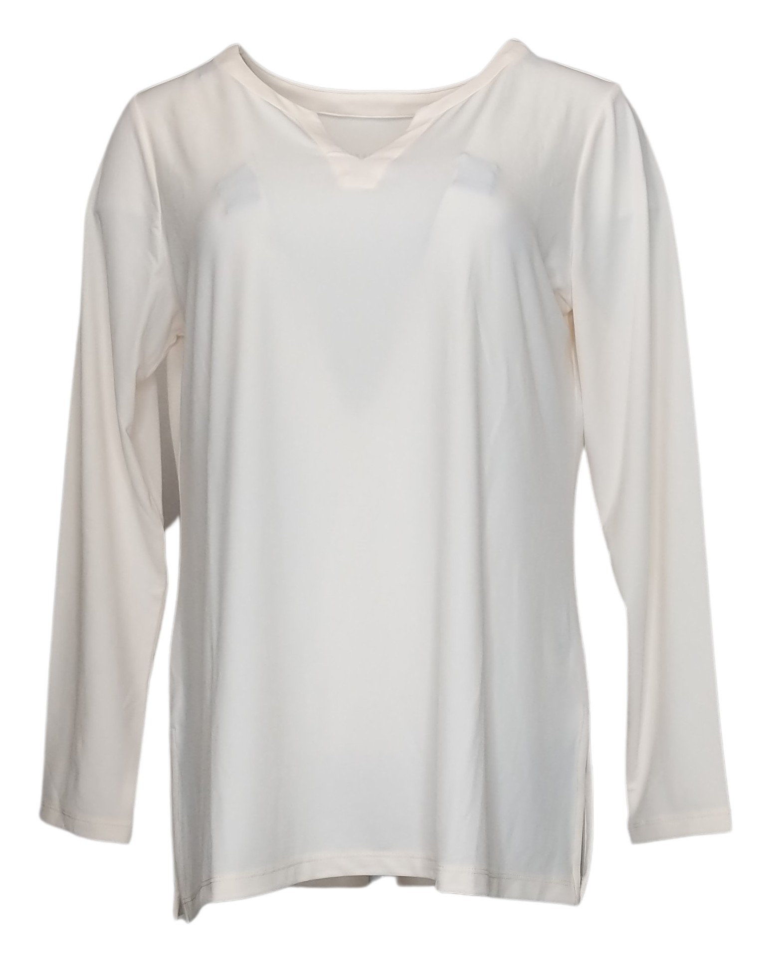 Susan Graver Essentials Petite Liquid Knit Tunic Women's Top PM Ivory