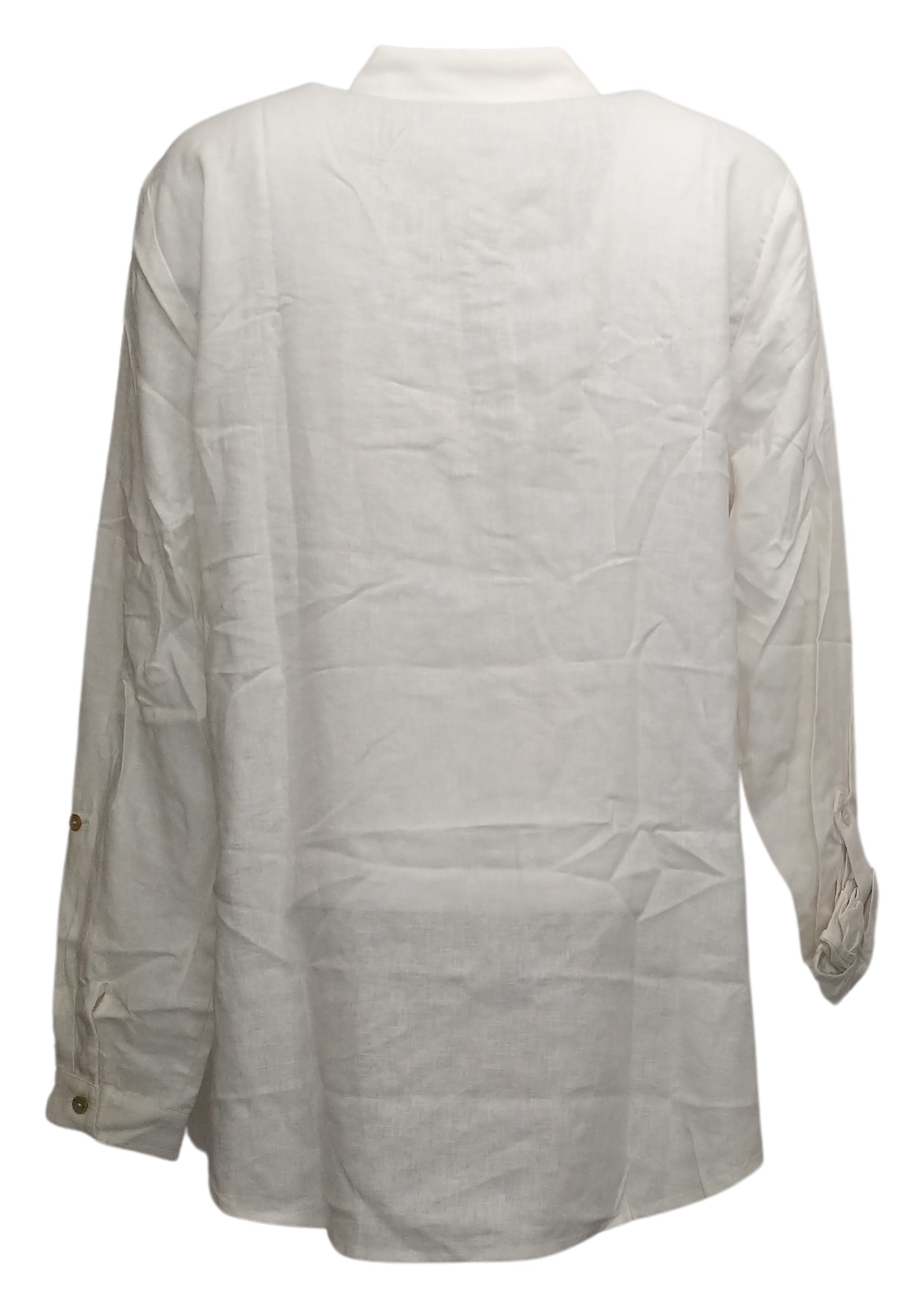 Susan Graver Pure Linen Blend Button Front Shirt Women's Top Sz M White