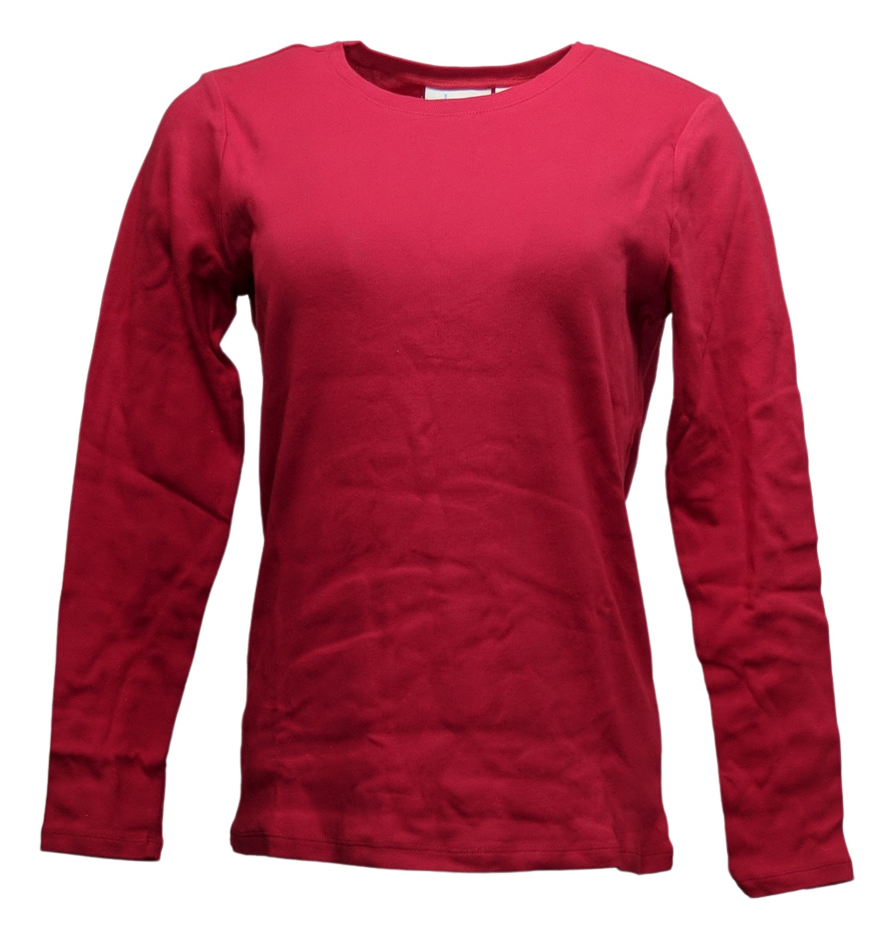 Denim & Co. Crew-Neck Long-Sleeve Top Women's Sz XS Red