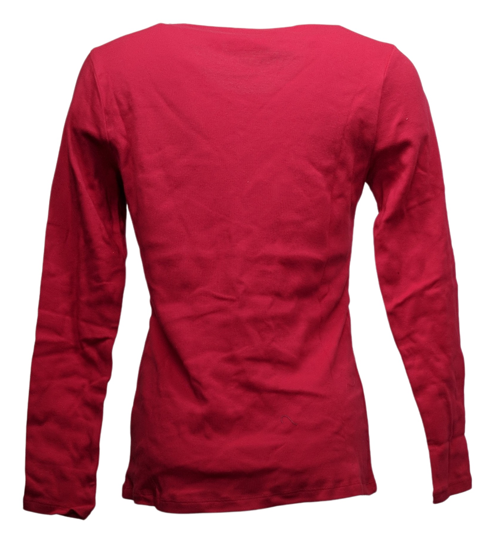 Denim & Co. Crew-Neck Long-Sleeve Top Women's Sz XS Red