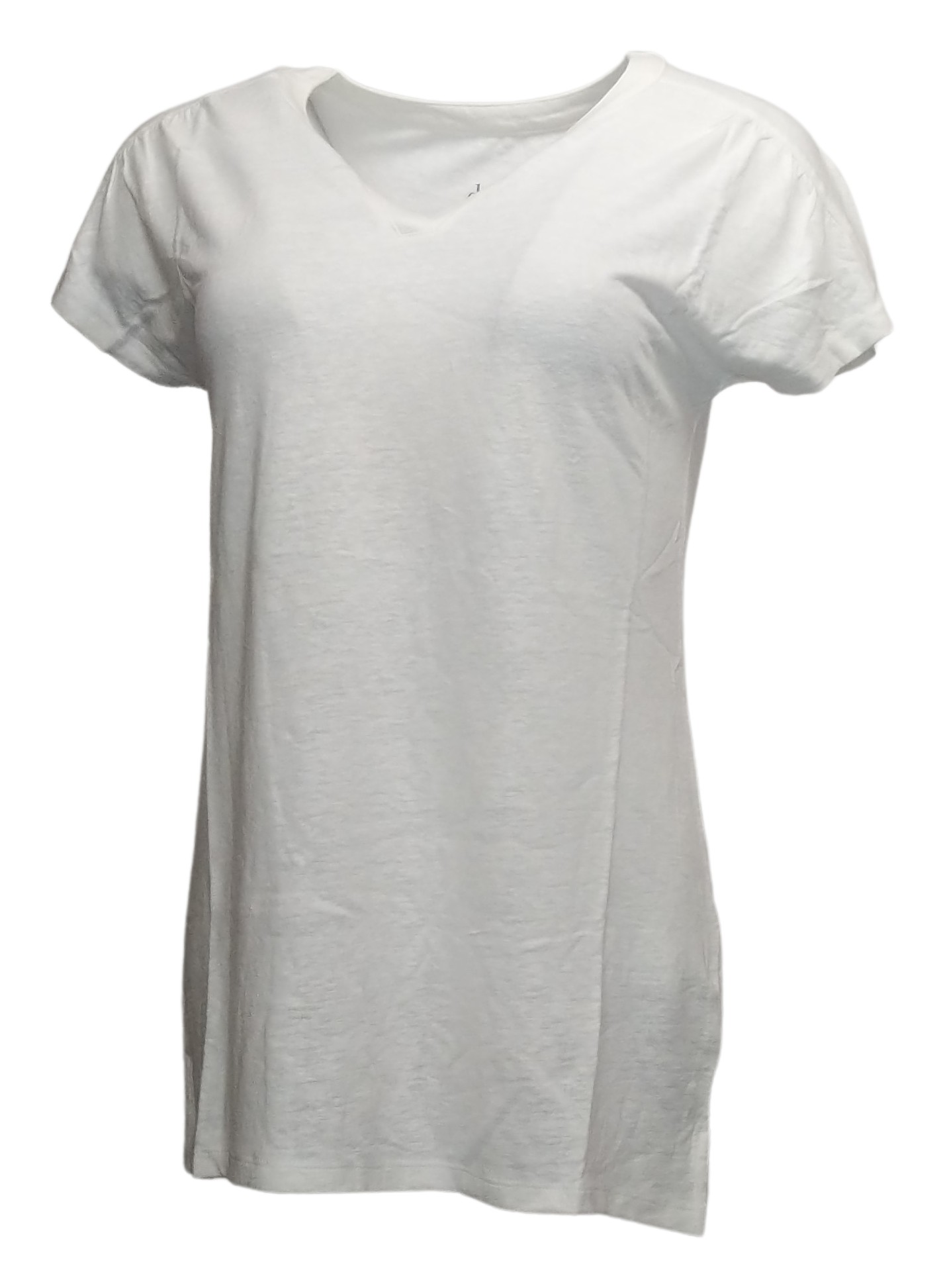 Denim & Co. Jersey Split V-Neck Extended Women's Top Sz 2XS (XXS) White