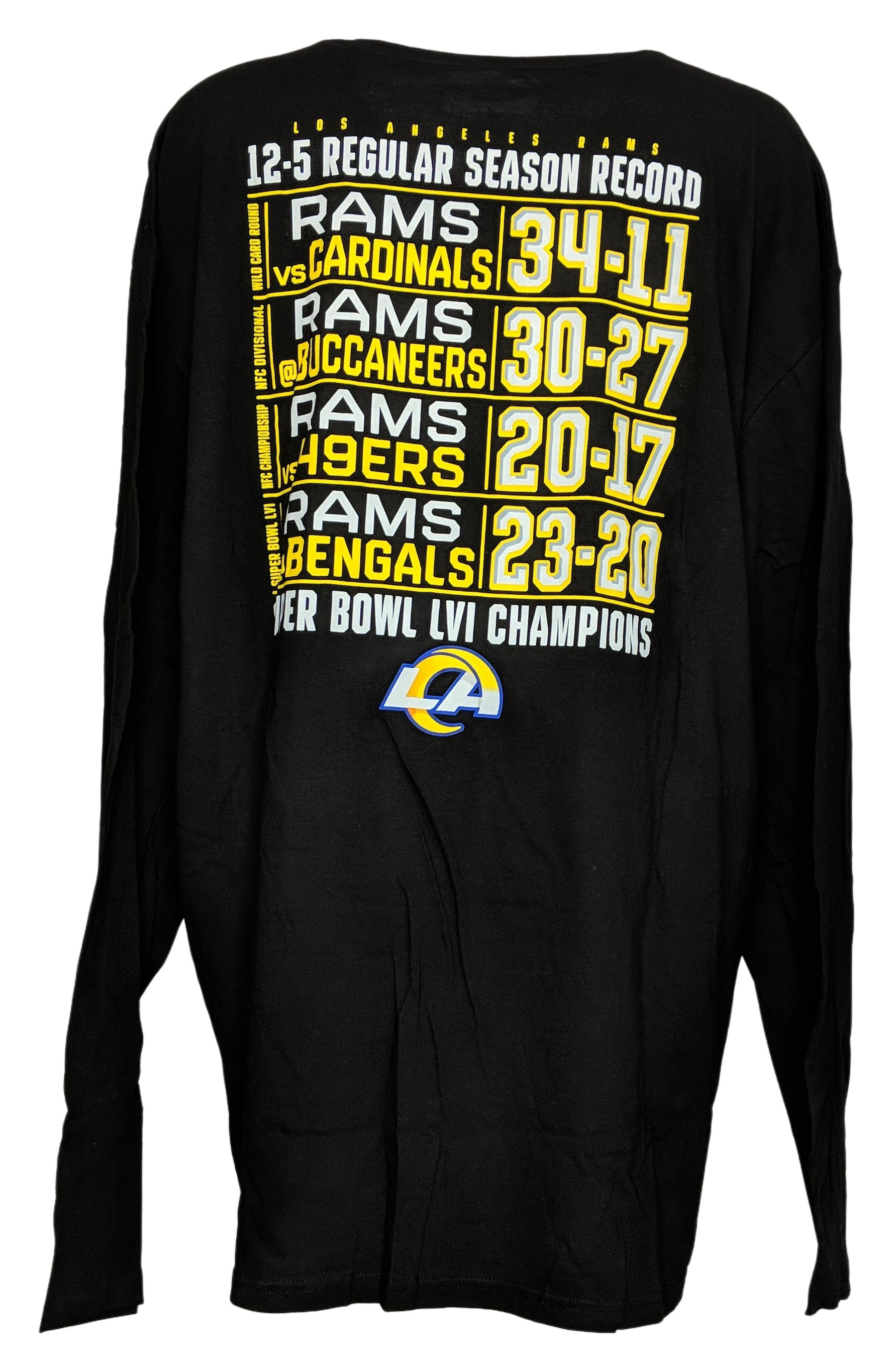 NFL Super Bowl LVI Champions Rams Mens Women's Top Sz 3XL Black