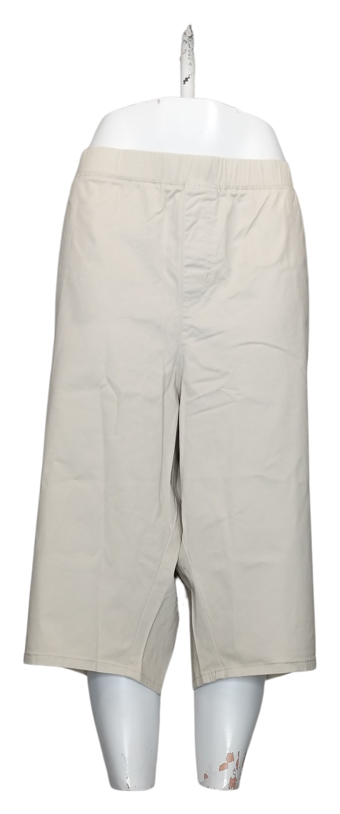 Denim & Co. EasyWear Twill Petite Relaxed Pull-On Skimmer Women's Pants Beige