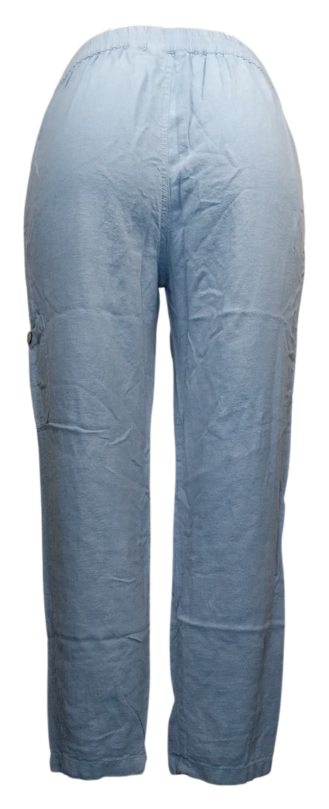 Susan Graver Tall Pure Easy Linen Utility Crop Pant Women's Pants Sz S Blue