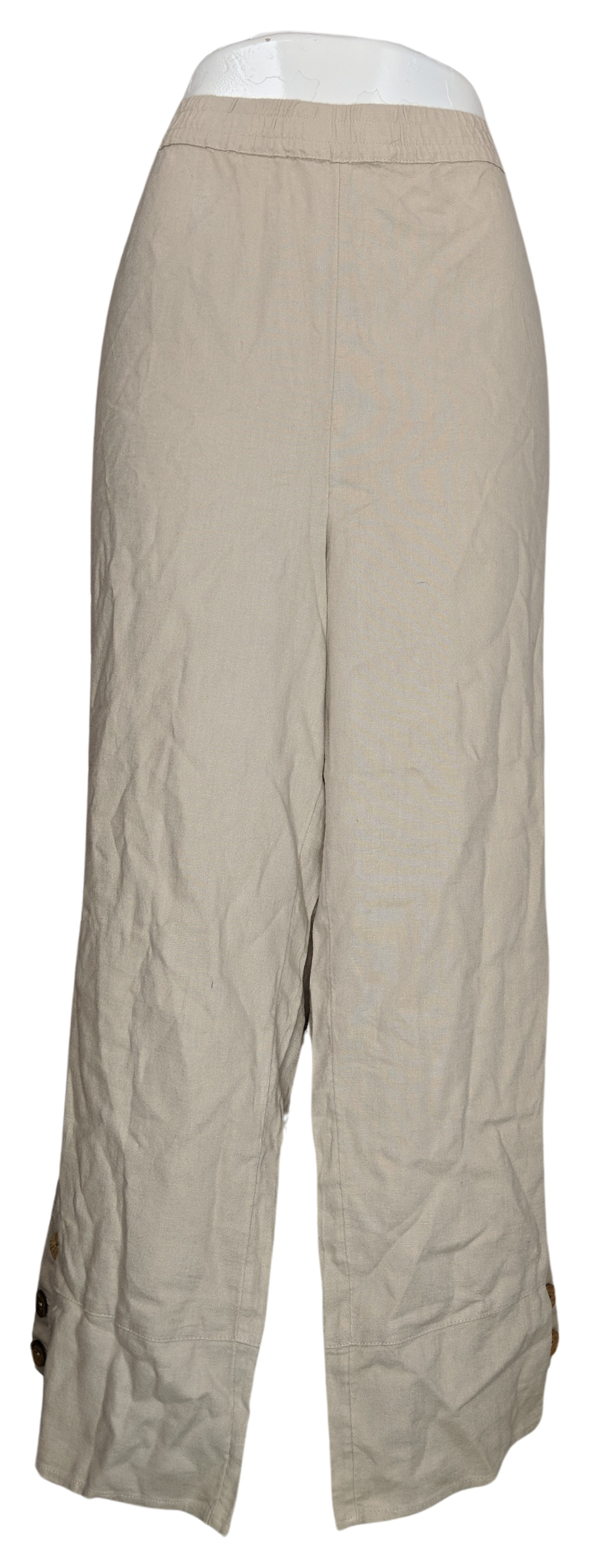 Denim & Co. Naturals Petite Linen Blend Side Women's Pants 2XP Beige