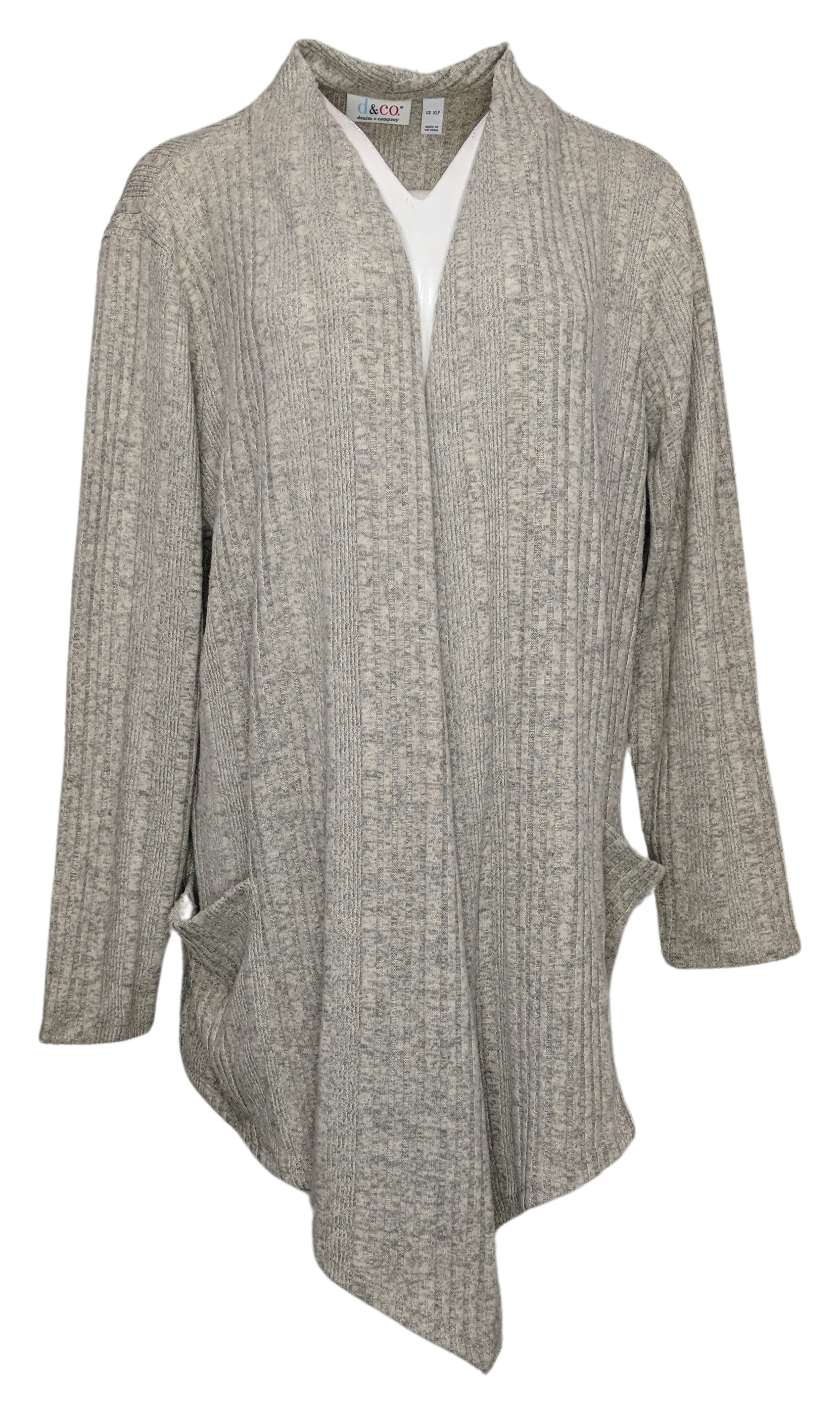 Denim & Co. Petite Brushed Rib Long Women's Top Sweater PXL Beige