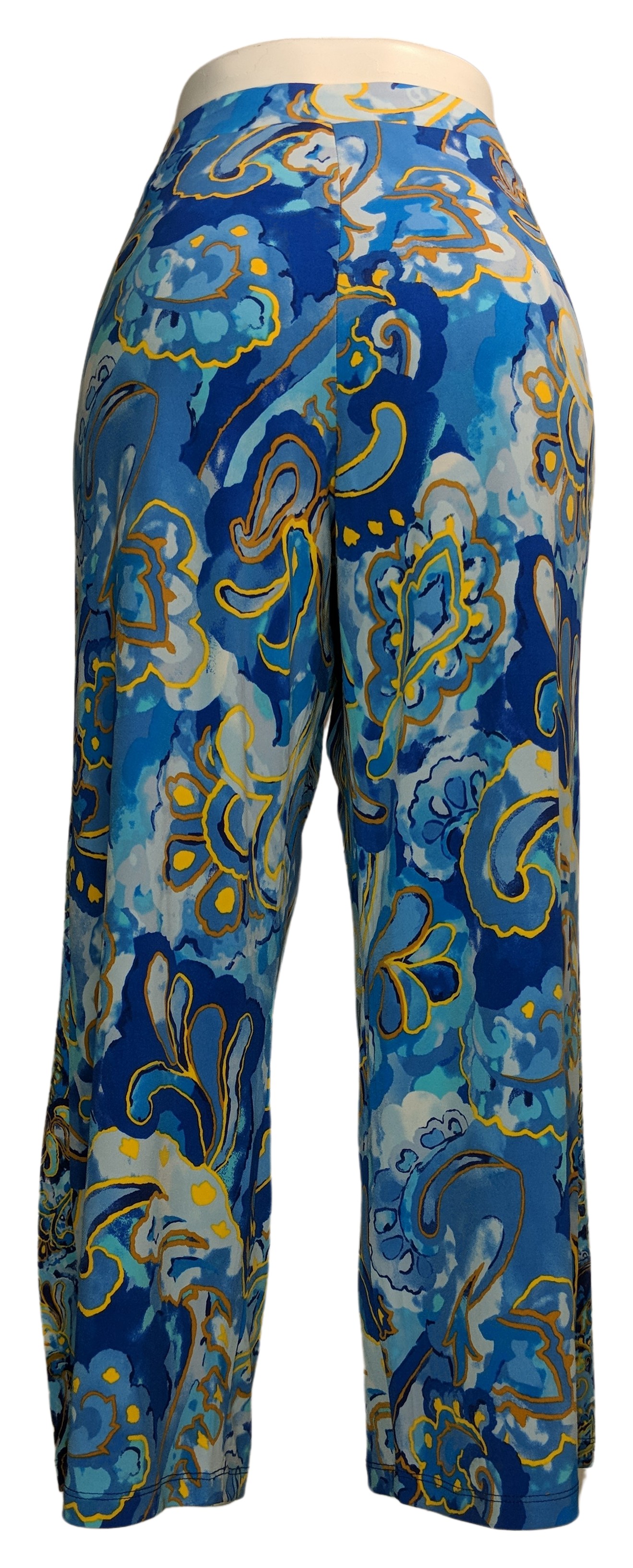 Susan Graver Women's Pants Sz M Reg Printed Liquid Knit Pull-On Blue A508749