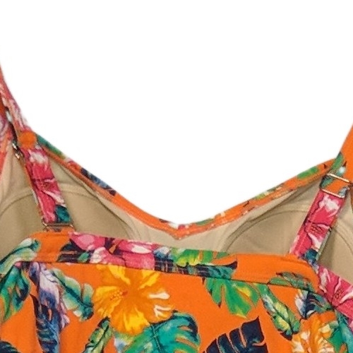 Denim & Co. Women's Plus Sz Swimsuit 18W Beach Sweetheart Twist Orange A570465
