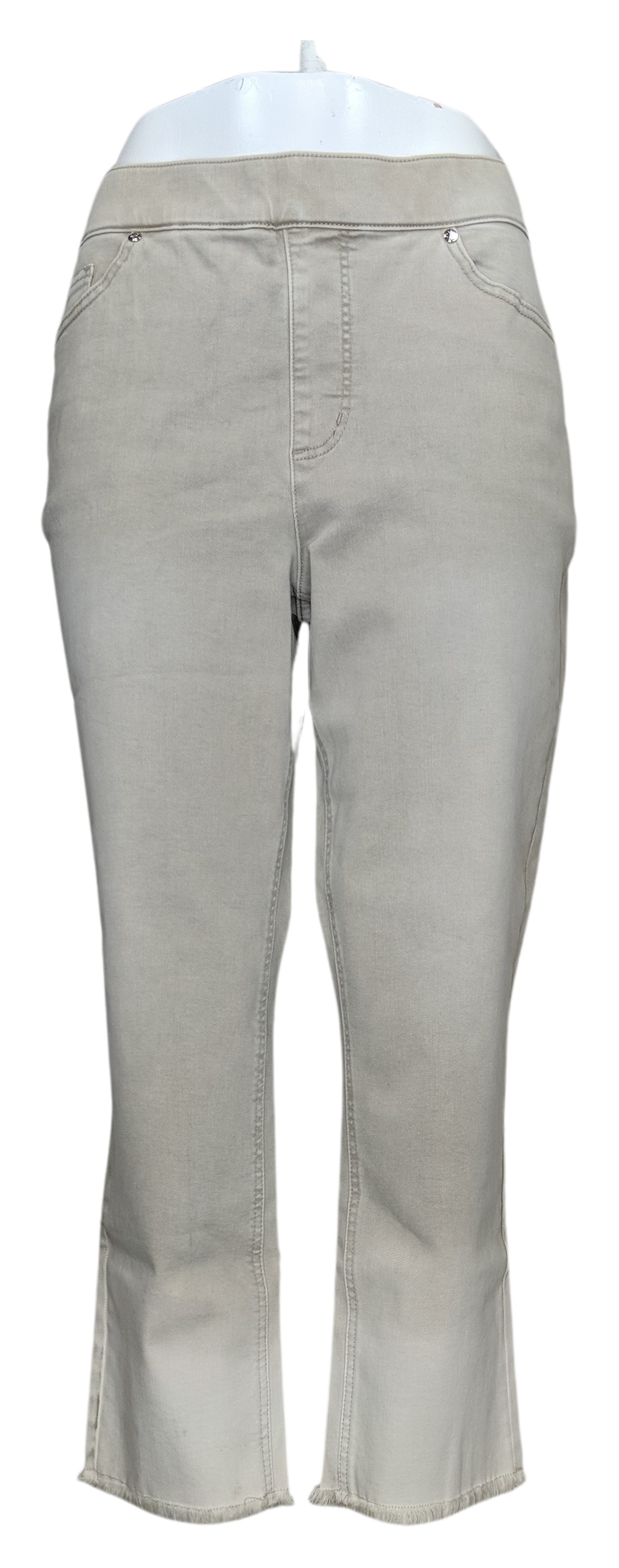Isaac Mizrahi Live! Women's Pants Sz 14 Grey True Denim Dip Beige A610814