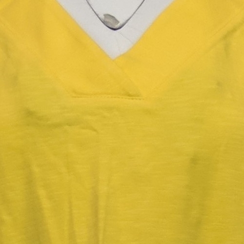 Denim & Co. Women's Top Sz L As Is Essentials Textured V-Neck Yellow A496209