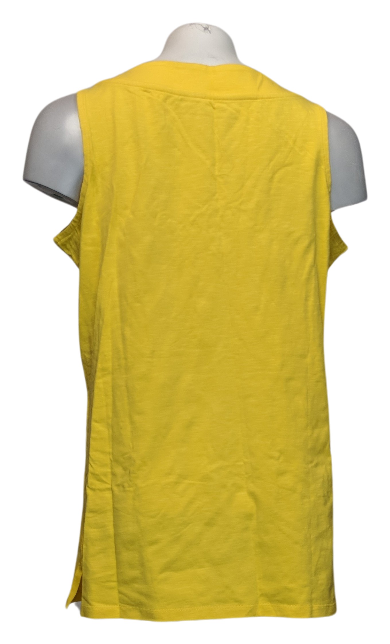 Denim & Co. Women's Top Sz L As Is Essentials Textured V-Neck Yellow A496209