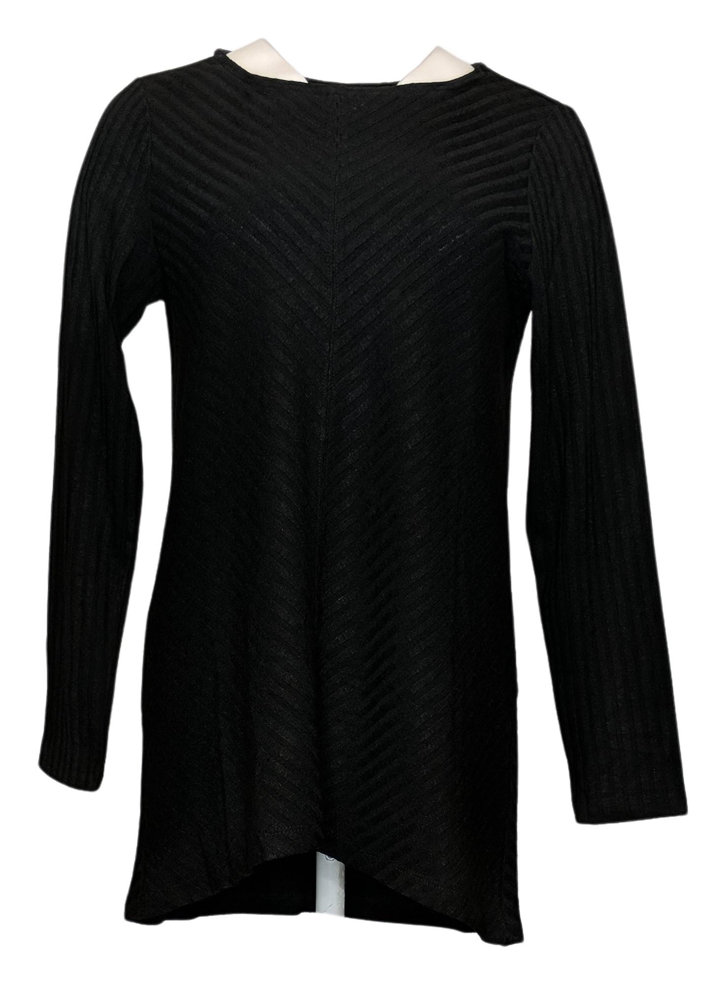 Susan Graver Women's Top Sz S Ribbed Sweater Knit Bateau-Neck Black A460667