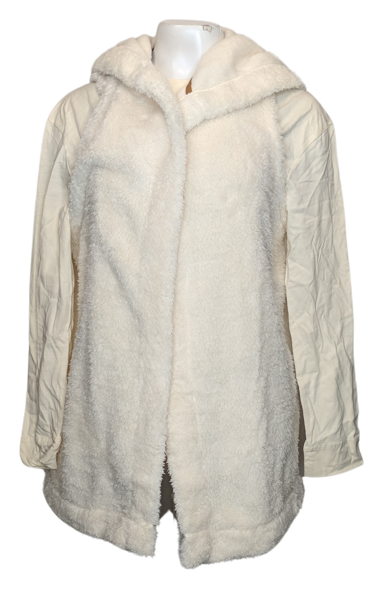 Koolaburra by UGG Women's Jacket Sz M Cozy Sherpa Hooded Vest & Ivory A612517