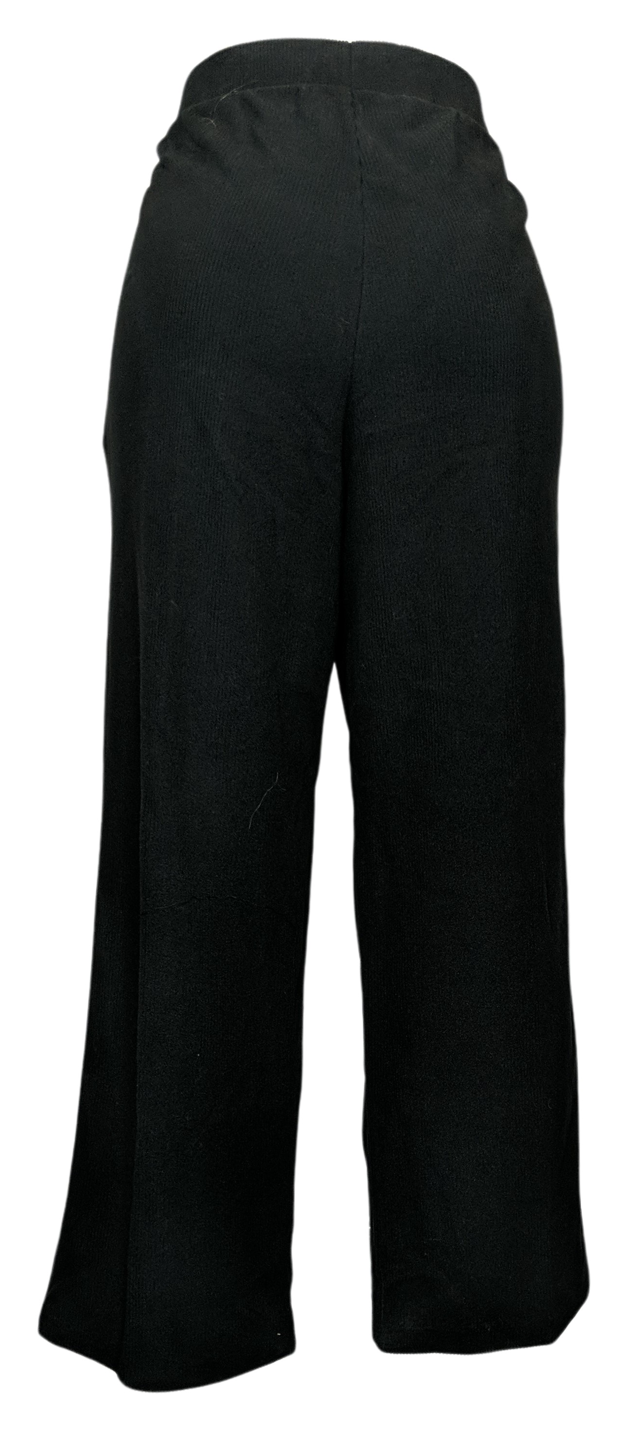 Cuddl Duds Women's Pants Sz M Ribbed Fleece Wide Leg Lounge Black A544622