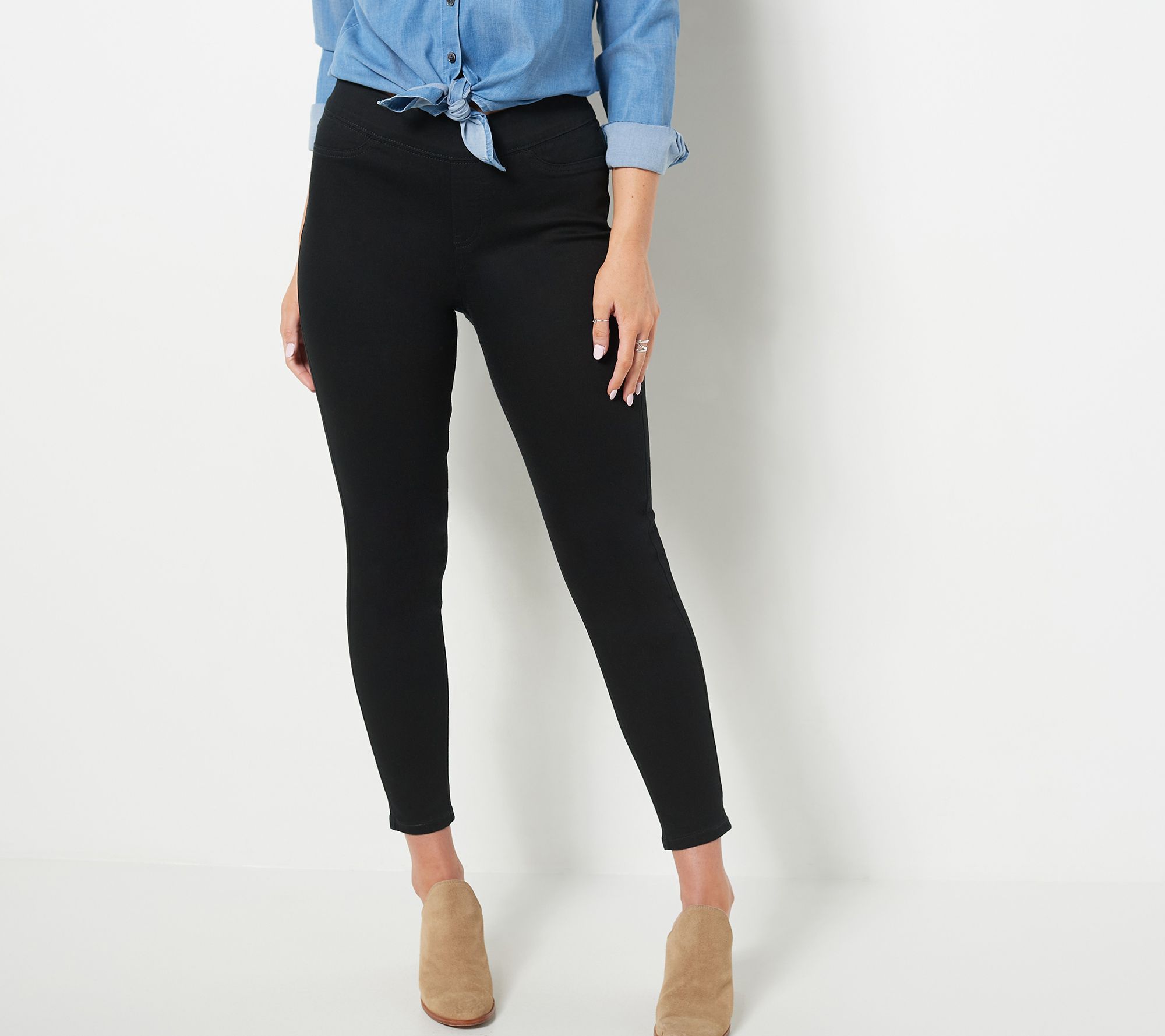 Denim & Co. Women's Jeans Sz 12 Everyday Easy Pull-On Jeggings Black A467616