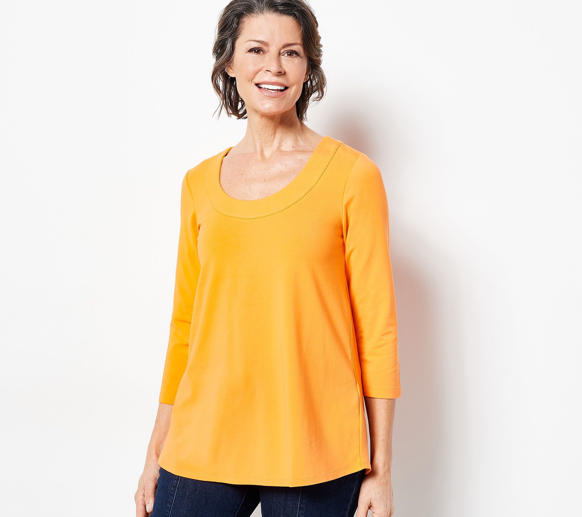 Susan Graver Weekend Essentials Comfy Cotton Tunic Women's Top Sz M Orange