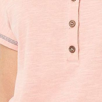 Denim & Co. Women's Top Sz 2XS (XXS) Naturals Henley Round Neck Pink A500905