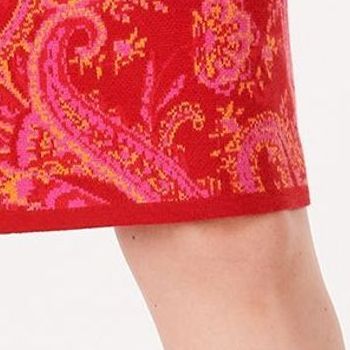Isaac Mizrahi Live! Women's Skirt Sz XL Jacquard Sweater Side Slits Red A544613