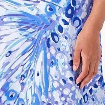 Isaac Mizrahi Live! Women's Petite Dress PXL Printed Crepe Midi Blue A574840