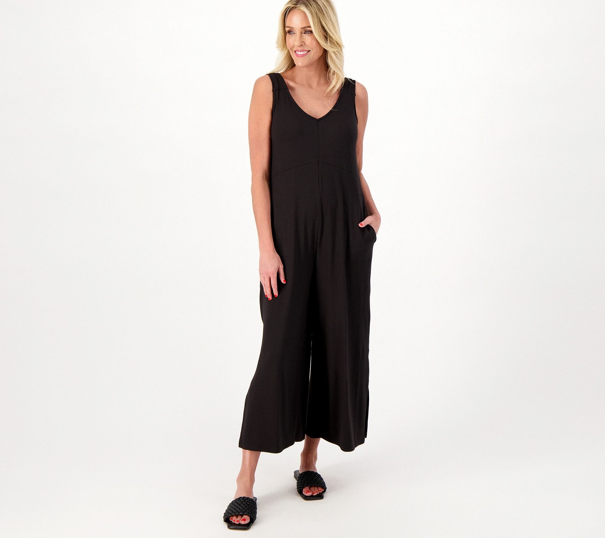 Cuddl Duds Women's Pants Sz L Wide Leg Flexwear Black A587647