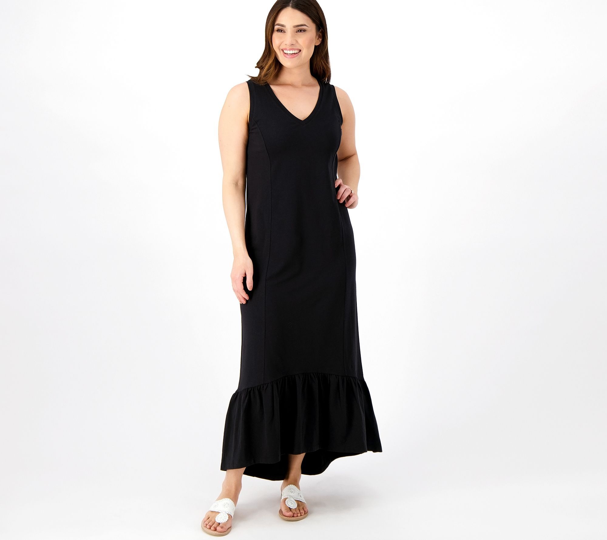Isaac Mizrahi Live! Women's Dress Sz M Essentials Sleeveless Maxi Black A598225