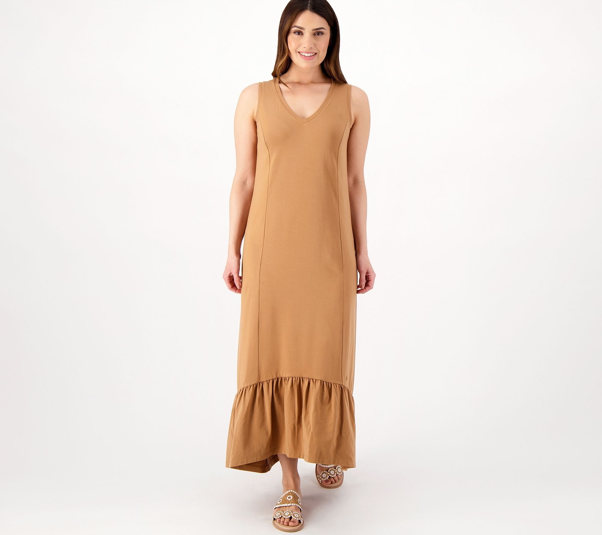 Isaac Mizrahi Live! Women's Petite Dress PL Essentials Slvless Brown A598226