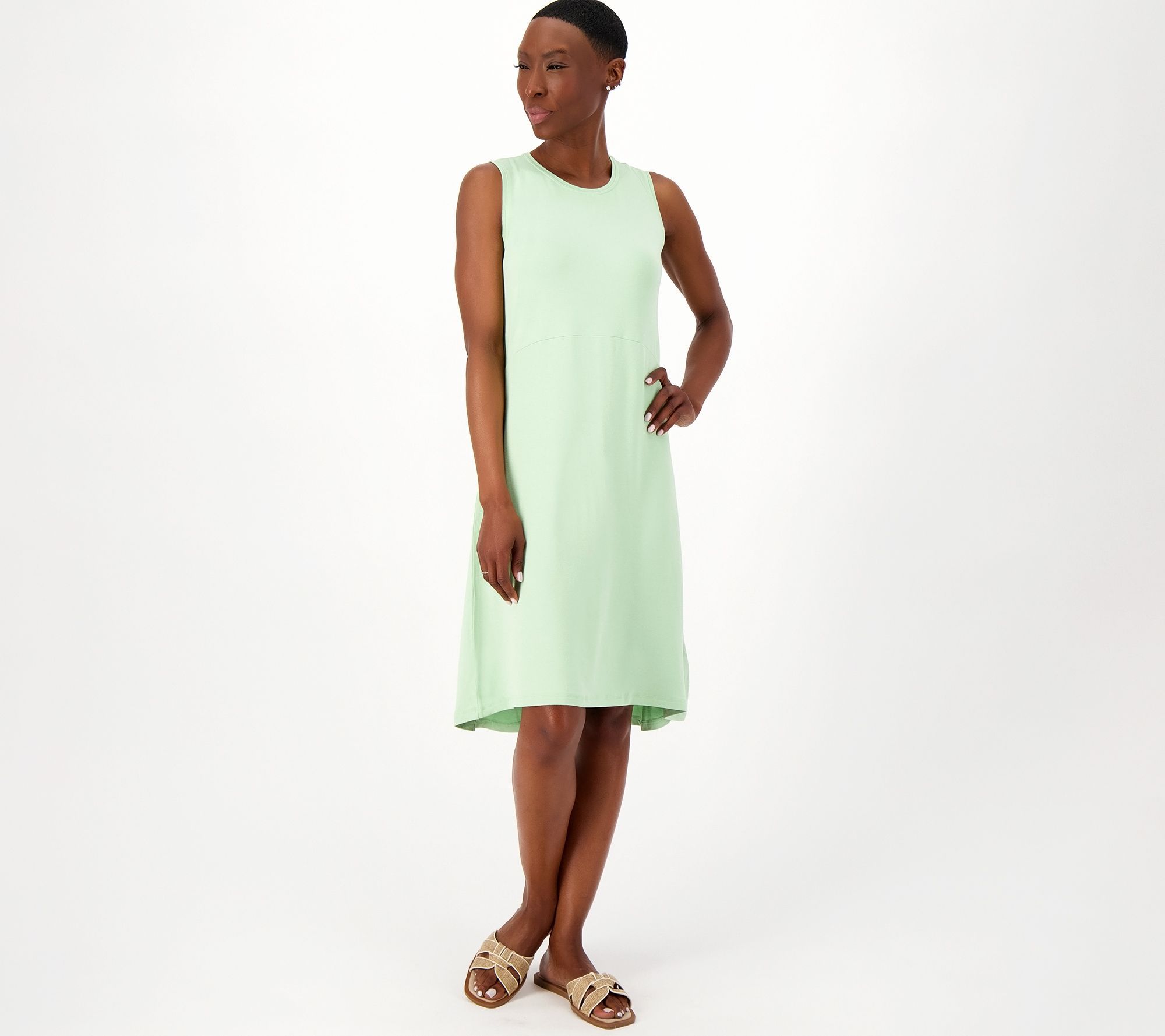 Isaac Mizrahi Live! Women's Petite Dress PM Soho Tank Green A624309