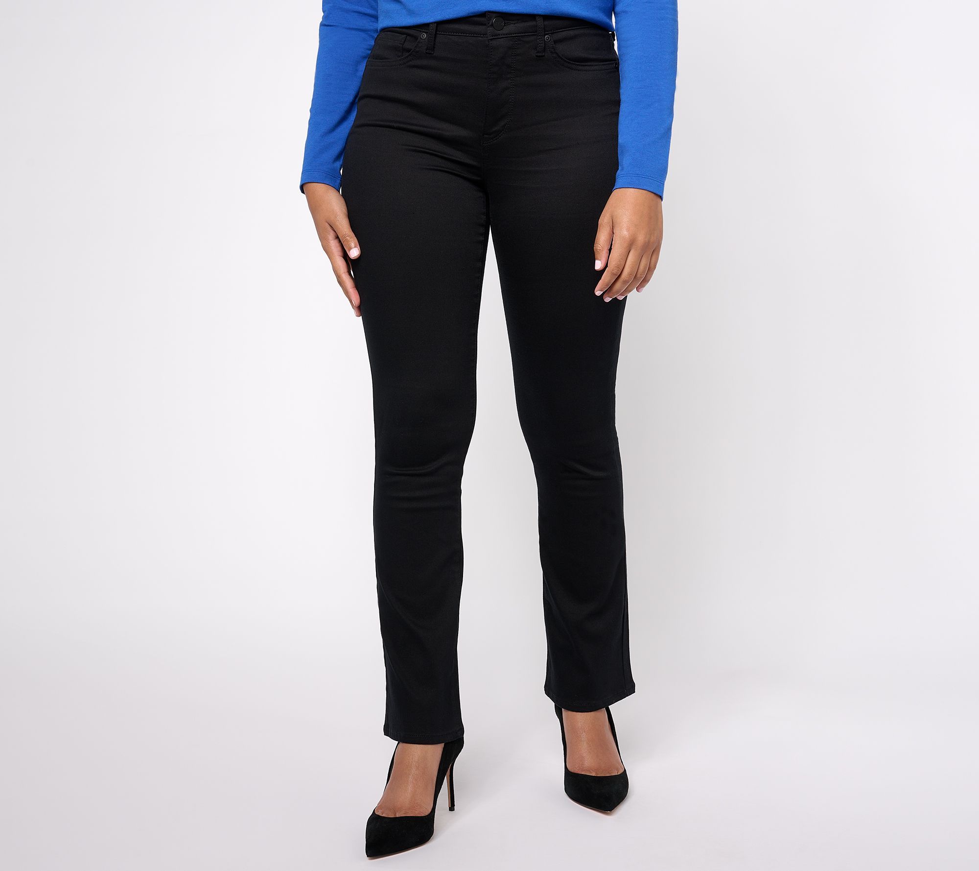 NYDJ Women's Jeans Sz 4 High Rise Billie Mini Bootcut Jean - Black Black A629113