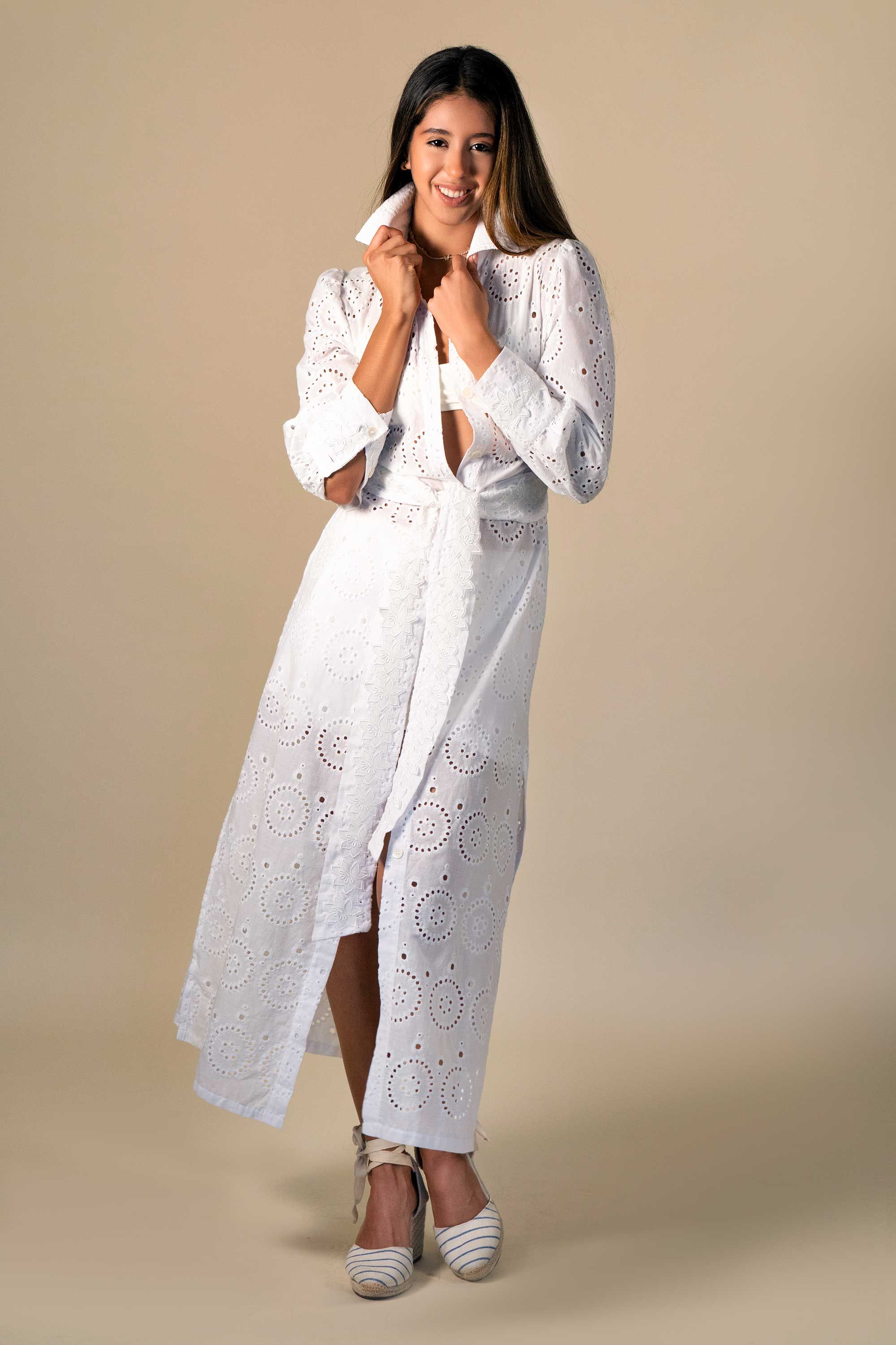Angela Horton Women's Top Sz L Palm Beach Dress White