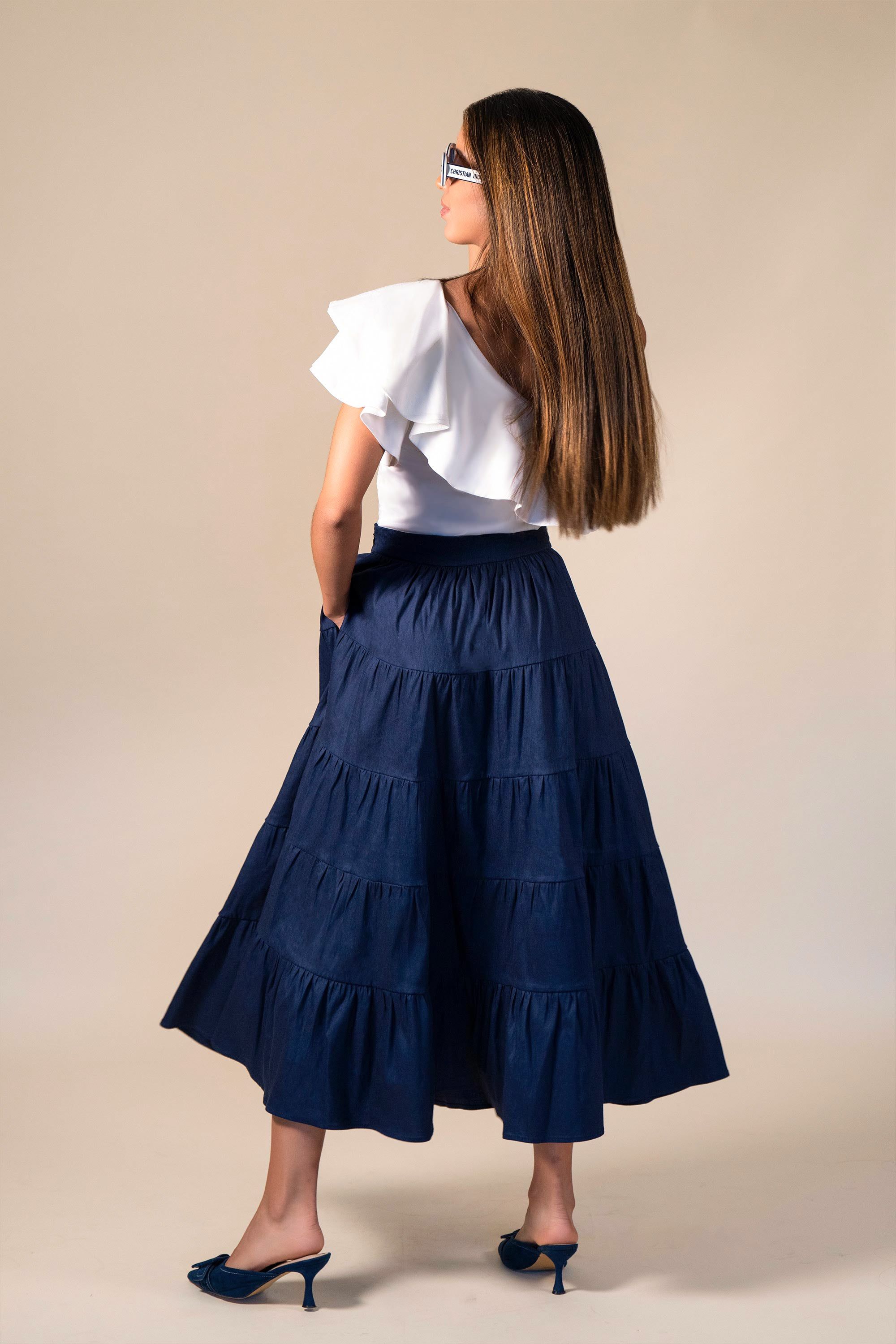Angela Horton Women's Skirt Sz XS Bali Blue