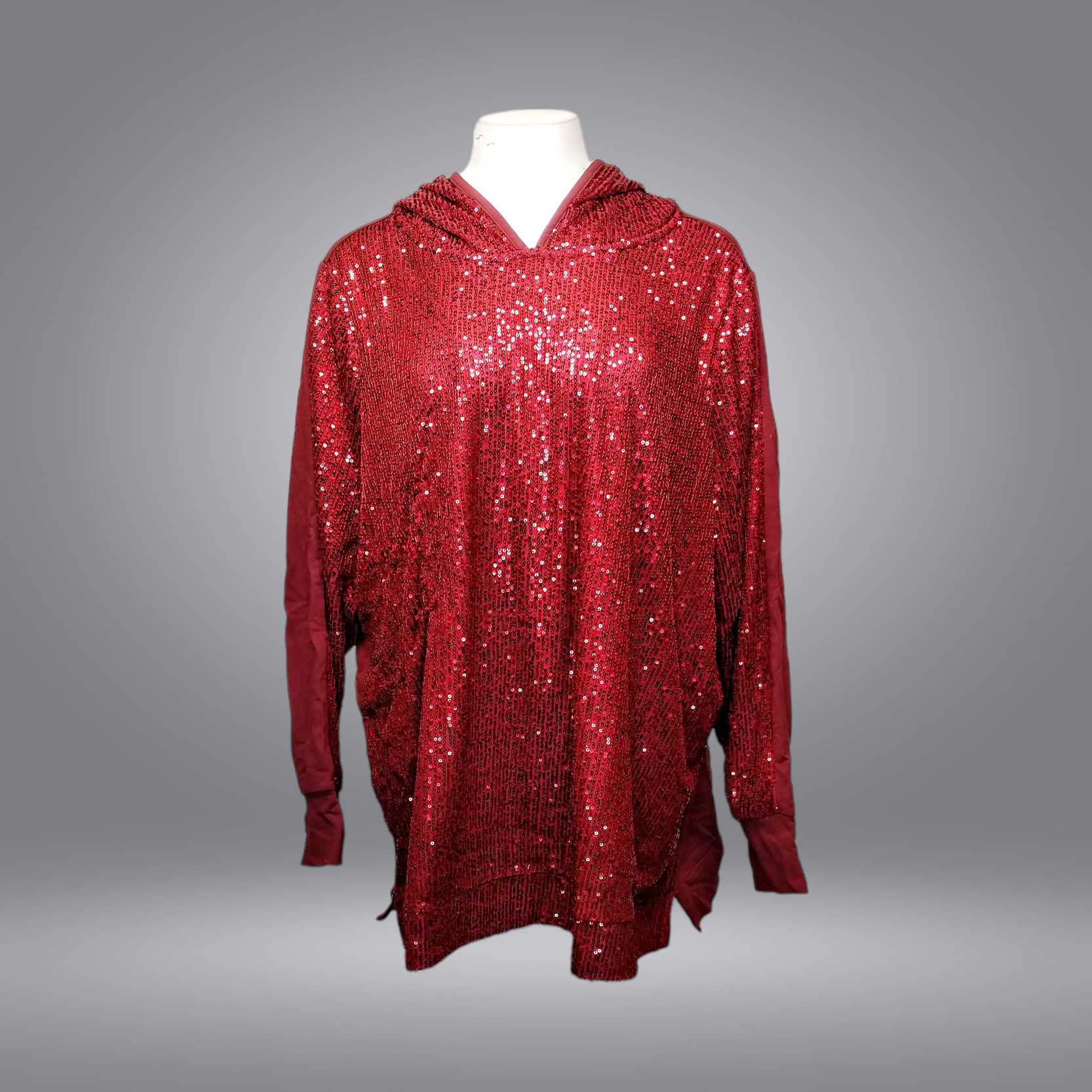 Belle by Kim Gravel Women's Top Sz 3XL Jingle Belles Sequin Front Red A623297