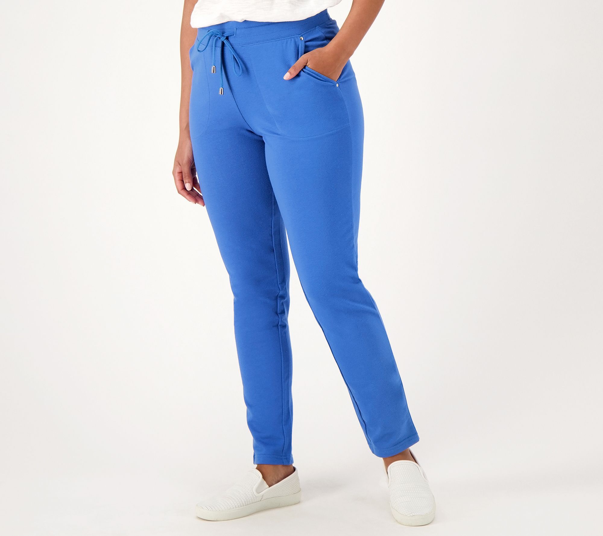 Sport Savvy Women's Pants Sz XL French Terry Slim Straight Pull On Blue A290221