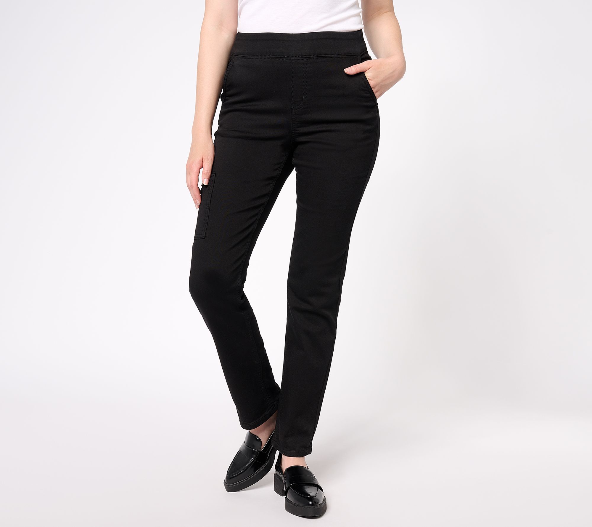 Denim & Co. Women's Jeans Sz XL Tall Comfy Knit Straight Leg Black A386241