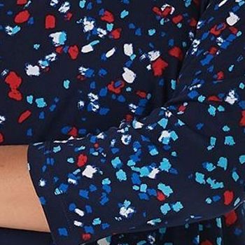 Susan Graver Women's Top Petite PXL Printed Liquid Knit A-Line Blue A390499