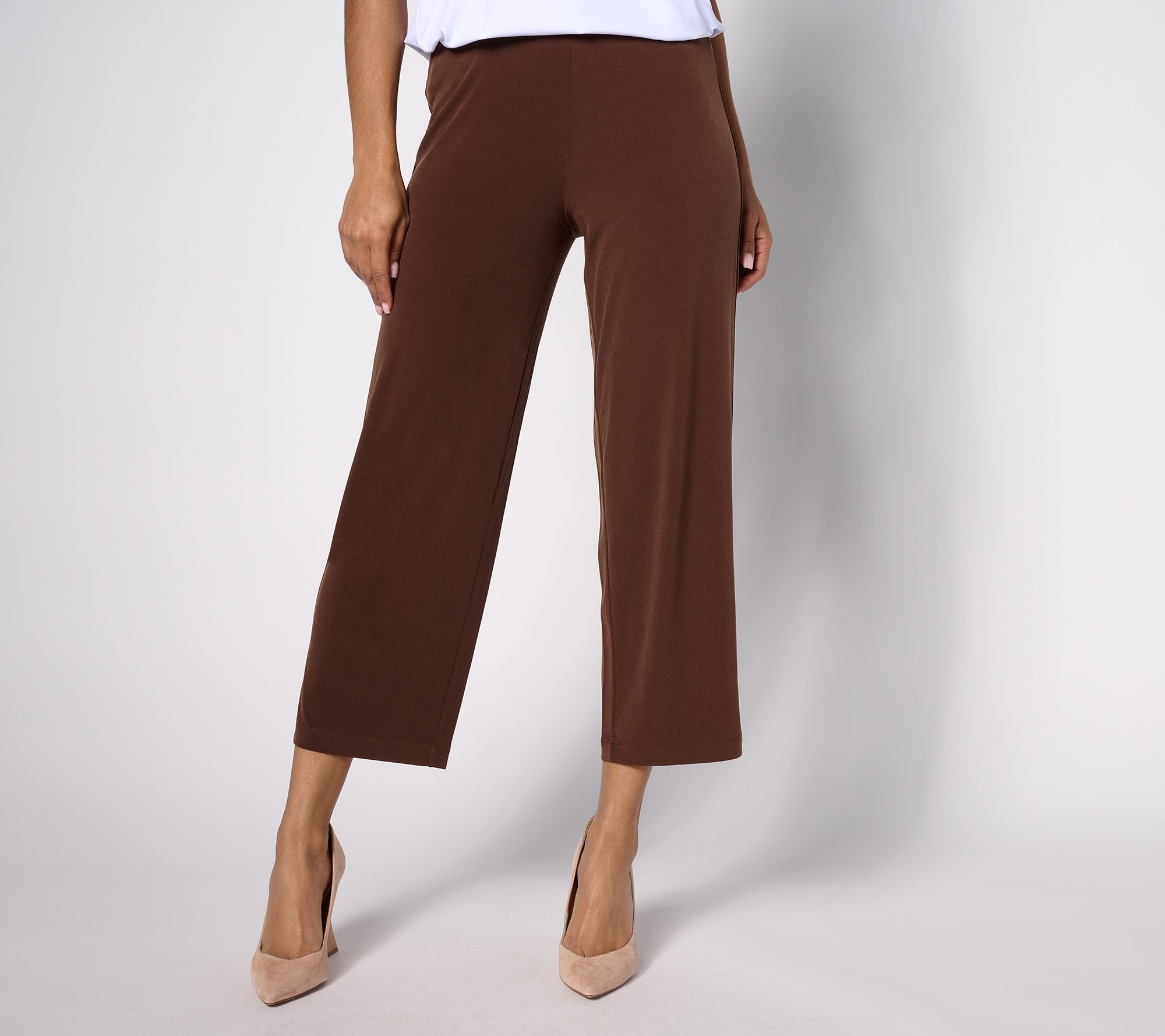 Susan Graver Women's Pants Sz M Essentials Liquid Knit Brown A390513