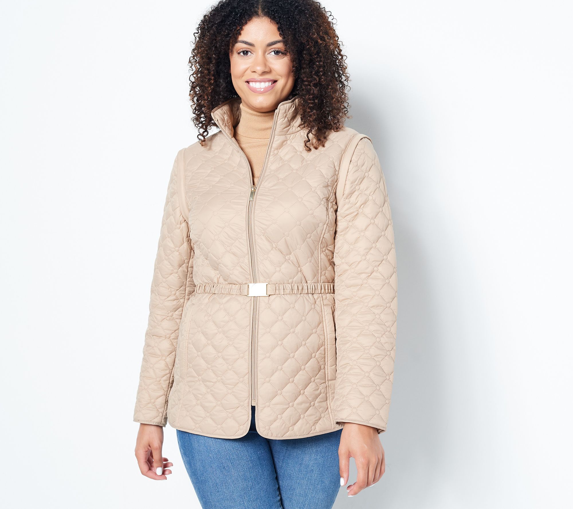 Dennis Basso Women's Jacket Sz XS Water Resistant Quilted Beige A452398