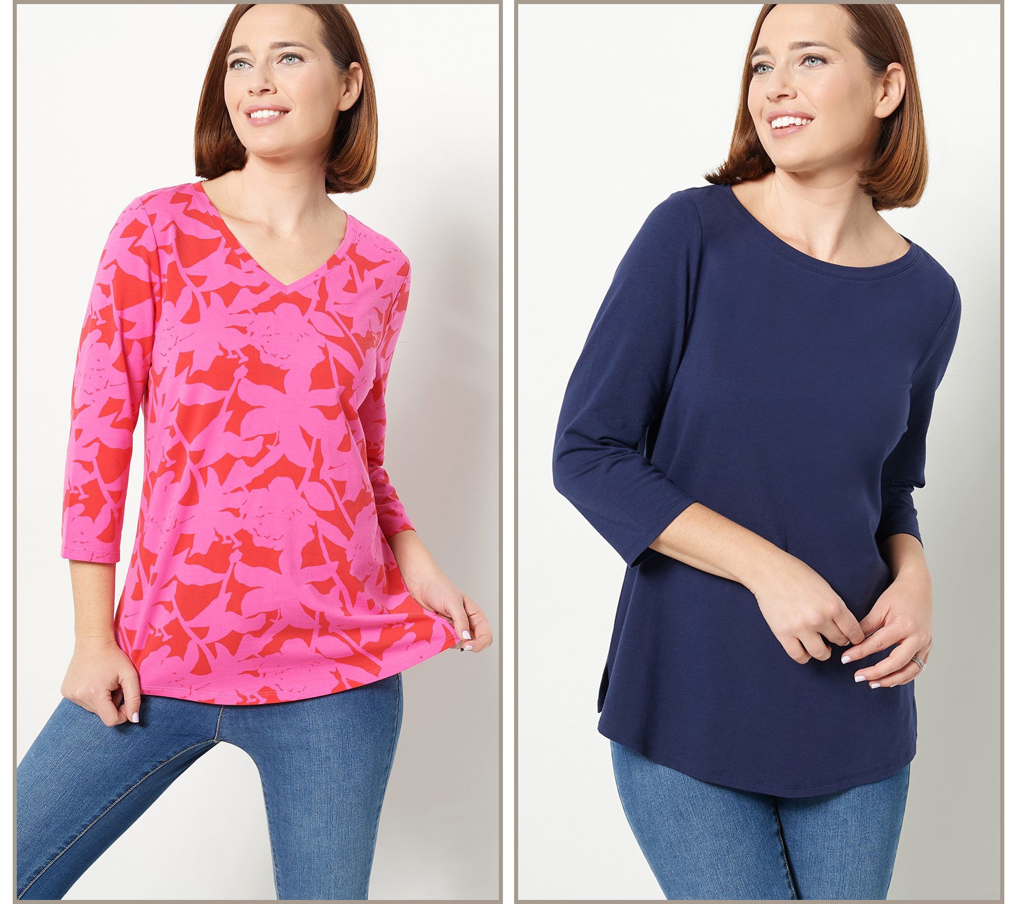 Belle by Kim Gravel Women's Top Sz 2XS (XXS) TripleLuxe Knit -Sleeve Pink A469024