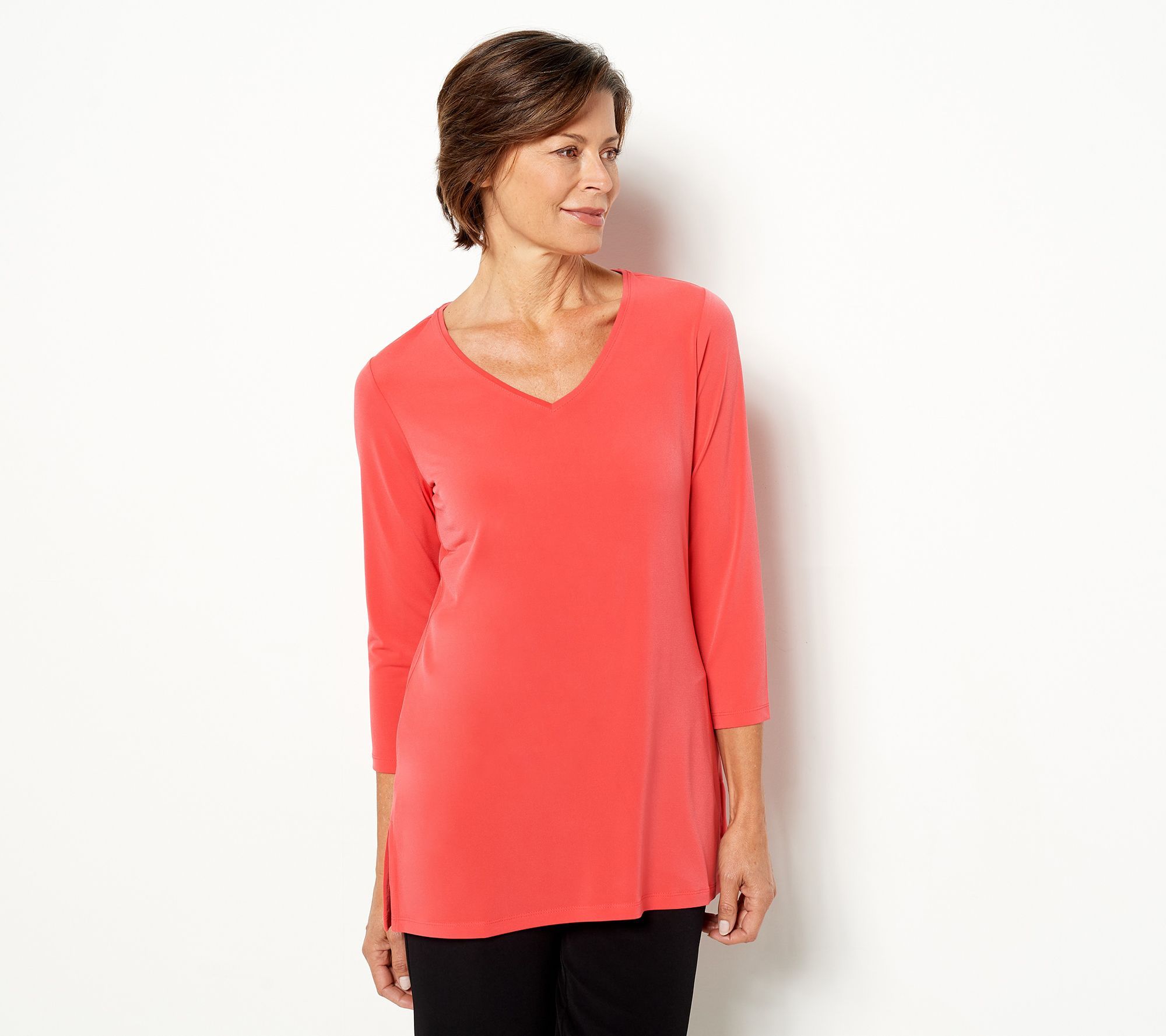 Susan Graver Women's Top Sz 2XS (XXS) Essentials Regular Liquid Red A470154