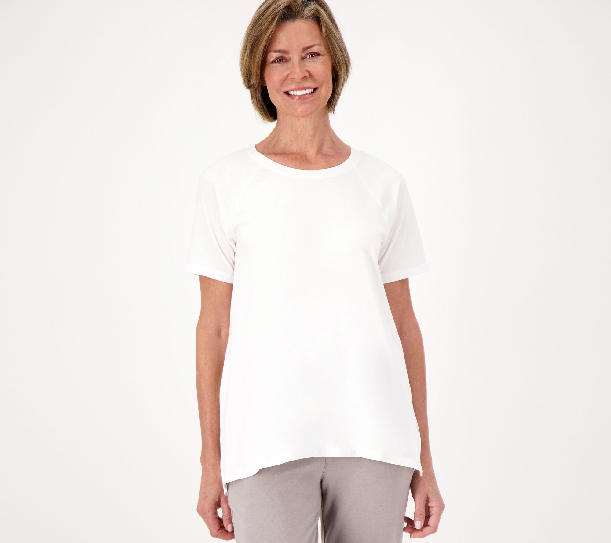 Susan Graver Women's Top Plus Sz 4X SG Sport Cotton Modal Spandex Ivory A479173