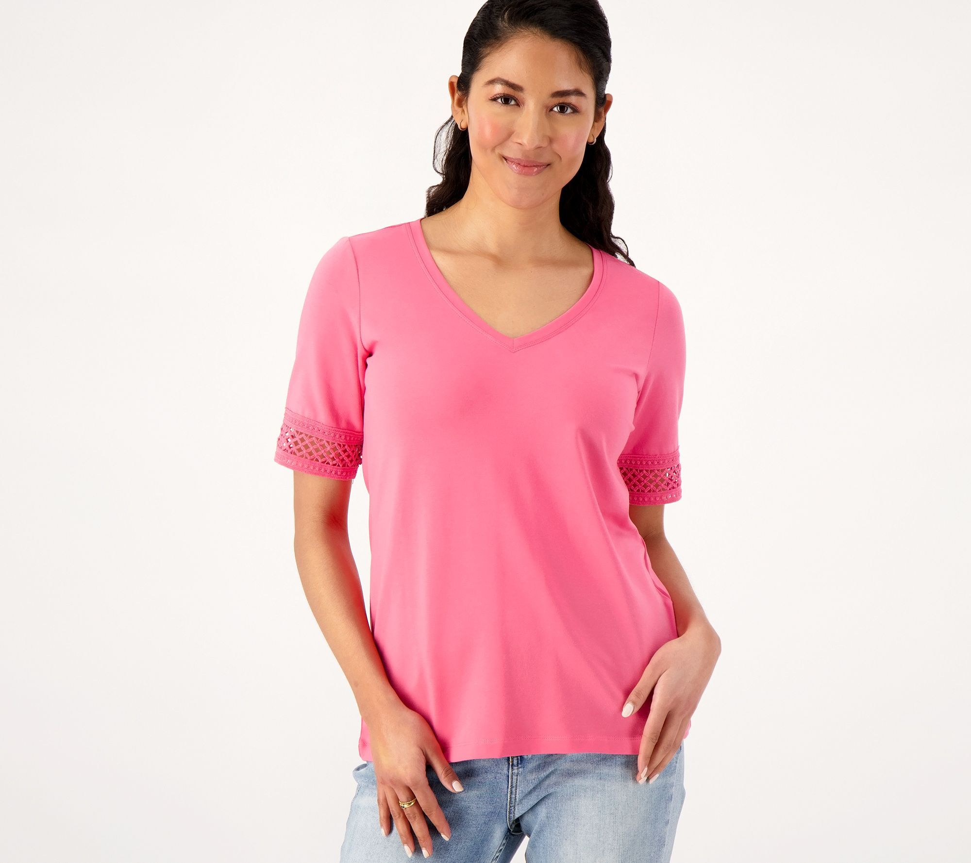 Susan Graver Women's Top Sz 2XS (XXS) Weekend Cotton Modal Elbow Blue A575895