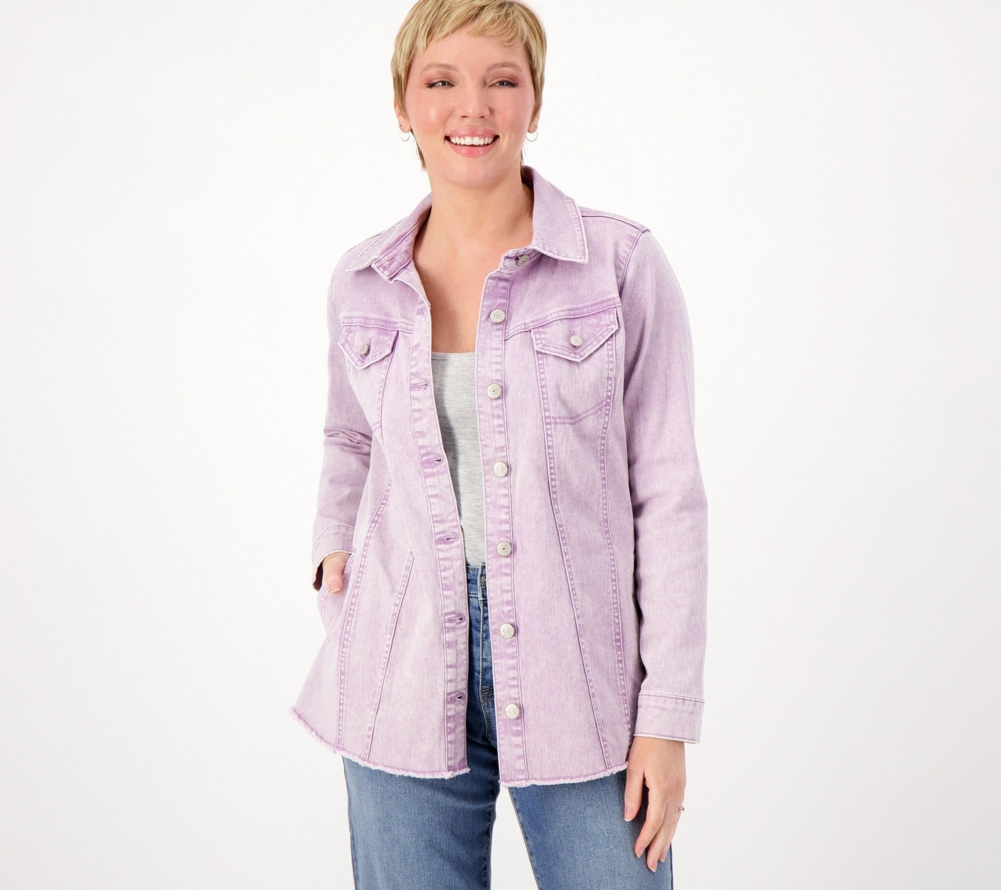 LOGO by Lori Goldstein Women's Jacket Sz 4 Denim Purple A587517