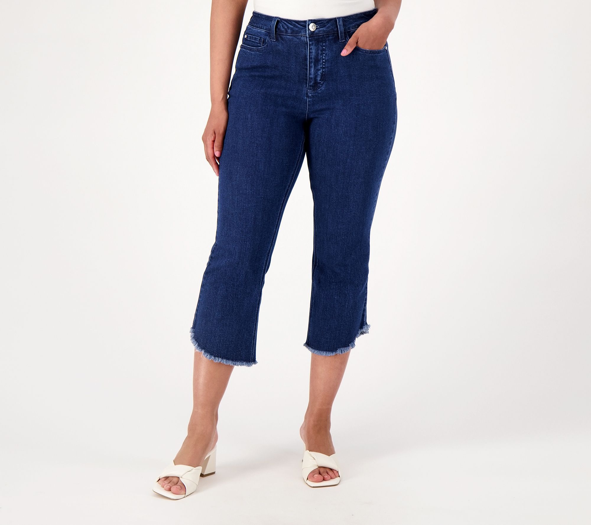 Studio Park Women's Petite Pants 14P Denim Kick Flare Cropped Jean Blue A594358