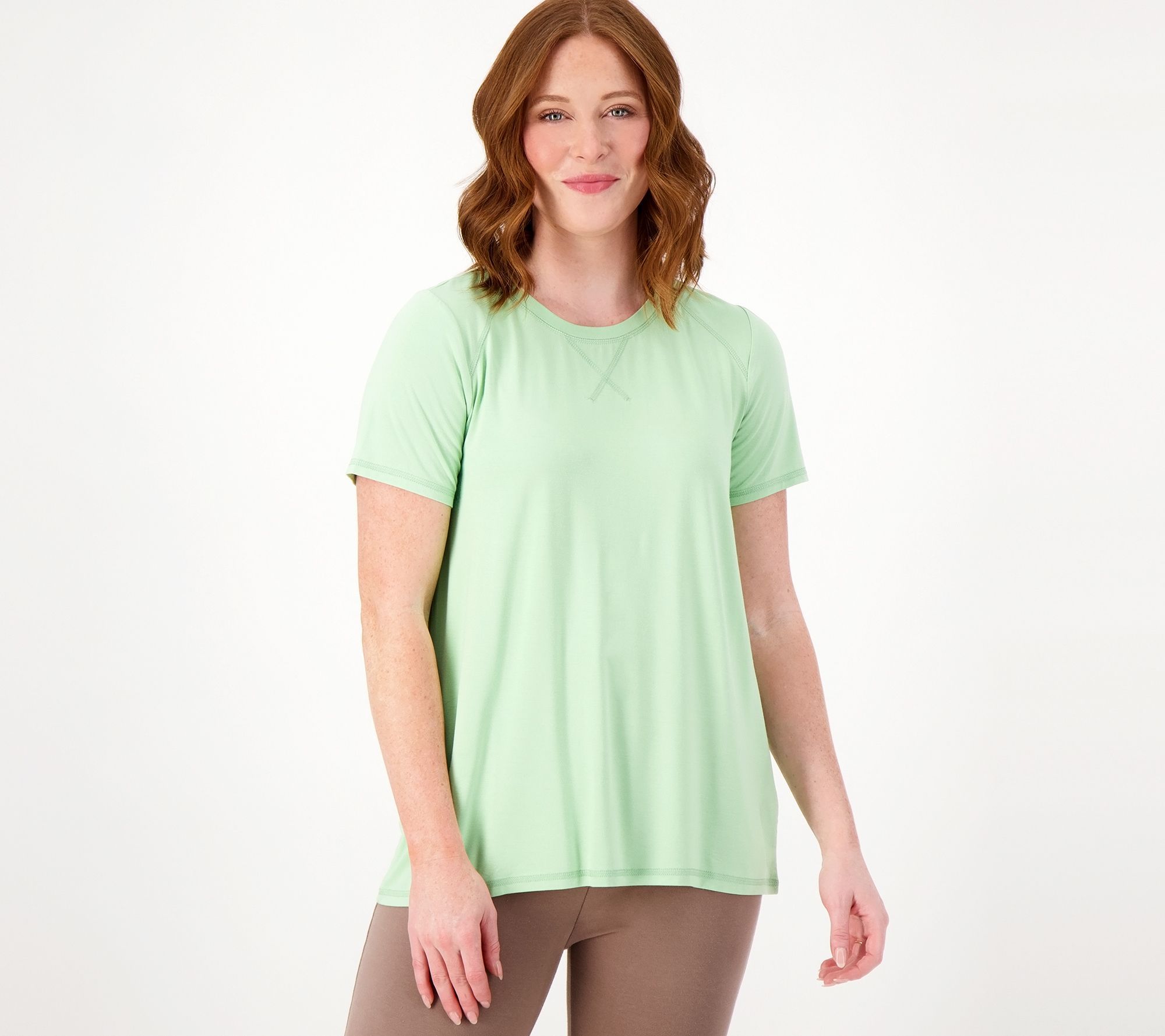 LOGO by Lori Goldstein Women's Top Plus Sz 2X Rayon made from Green A598797