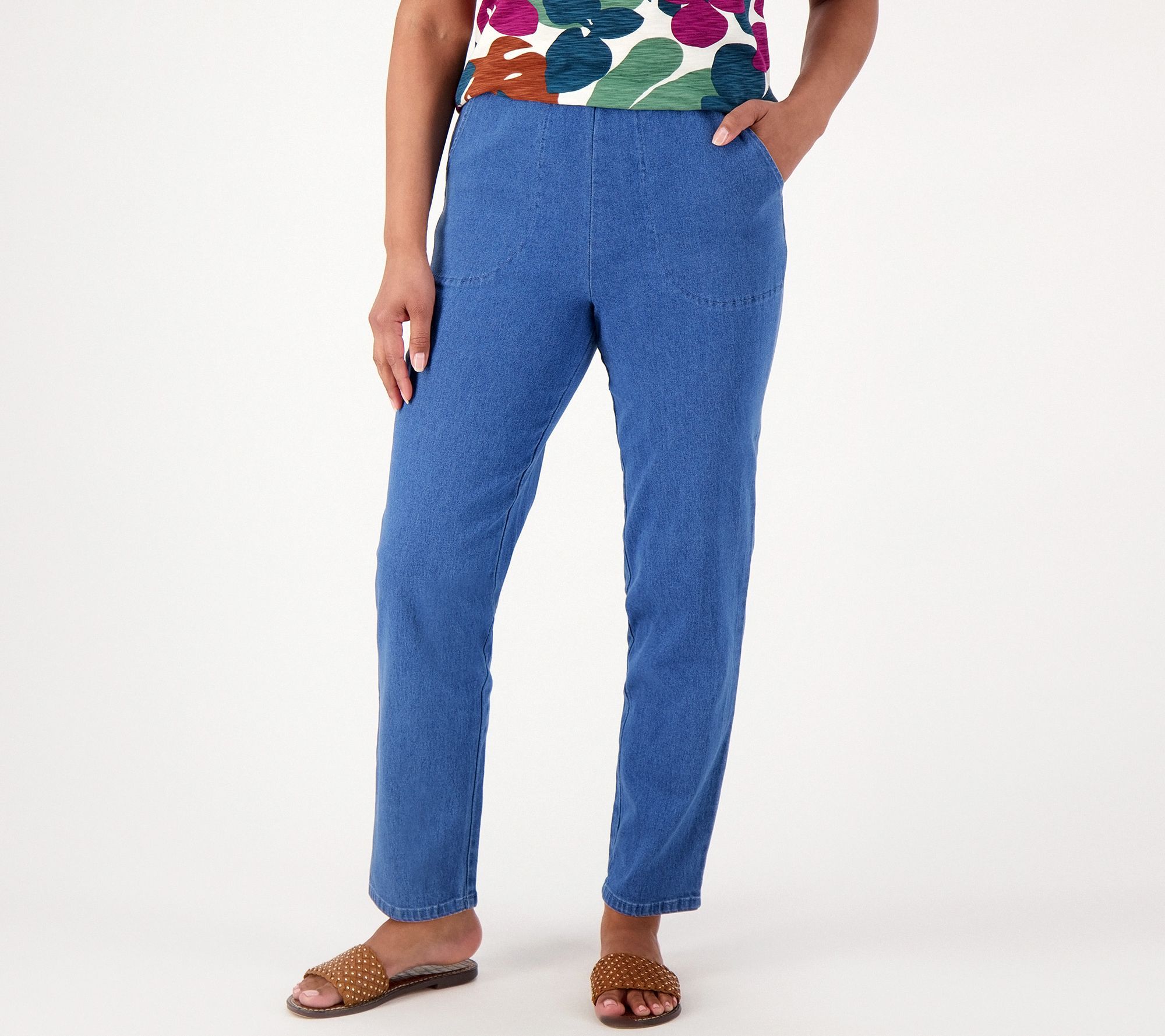 Denim & Co. Women's Pants Sz XL Original Waist Side Pocket Pant-Core Blue A600870